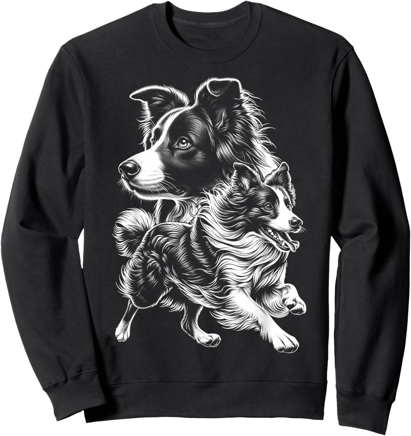 Super Cute Border Collie Photorealistic Portrait Sweatshirt - Sweatshirt | Black