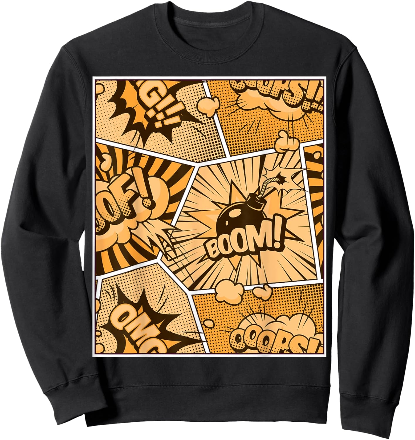 Orange Comic Book Orange Color Graphic Sweatshirt - Sweatshirt | Black