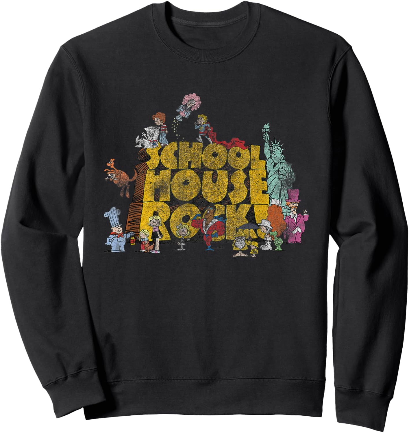 Schoolhouse Rock Classic Cartoon Show Logo Vintage Cartoon Sweatshirt - Sweatshirt | Black