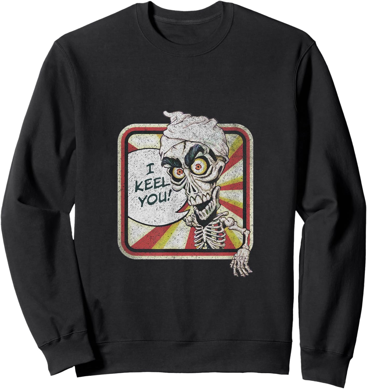 Jeff Dunham Achmed The Dead Terrorist Retro Washed , Black, Small, Short Sleeve, Crew Collar, Polyester 100% Sweatshirt - Sweatshirt | Black