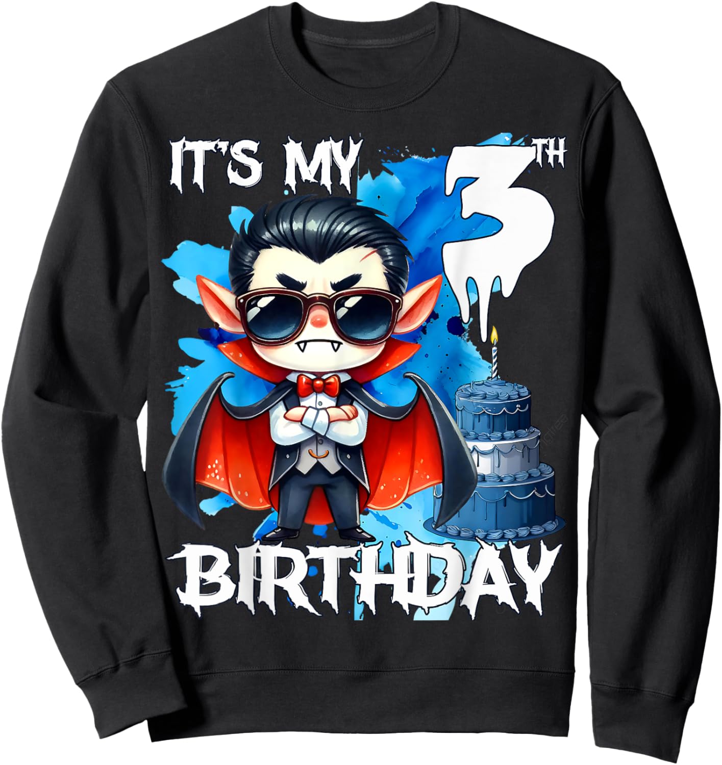 Kids 3rd Birthday Cool Vampire 3 Year Old Boys Girls Sweatshirt - Sweatshirt | Black