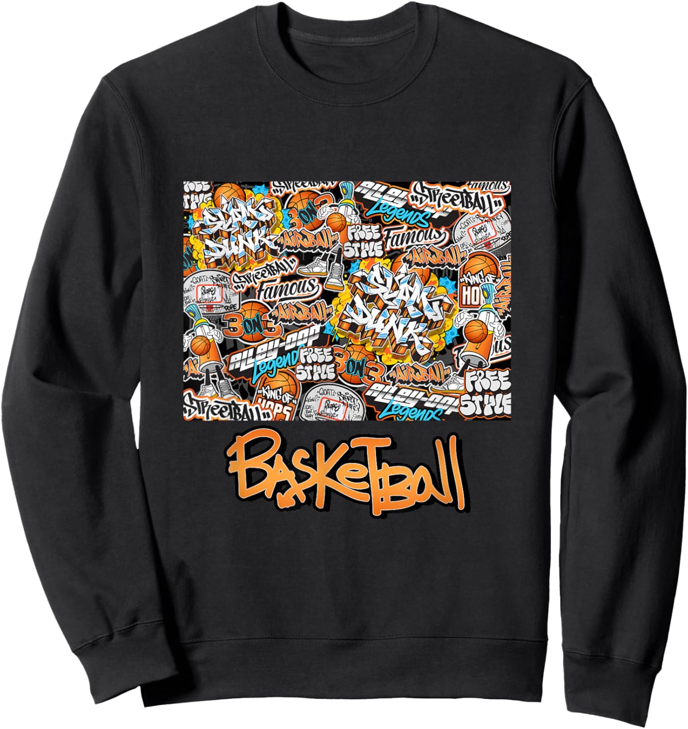 Cool Basketball Graffiti Style Illustration Graphic Designs Sweatshirt - Sweatshirt | Black