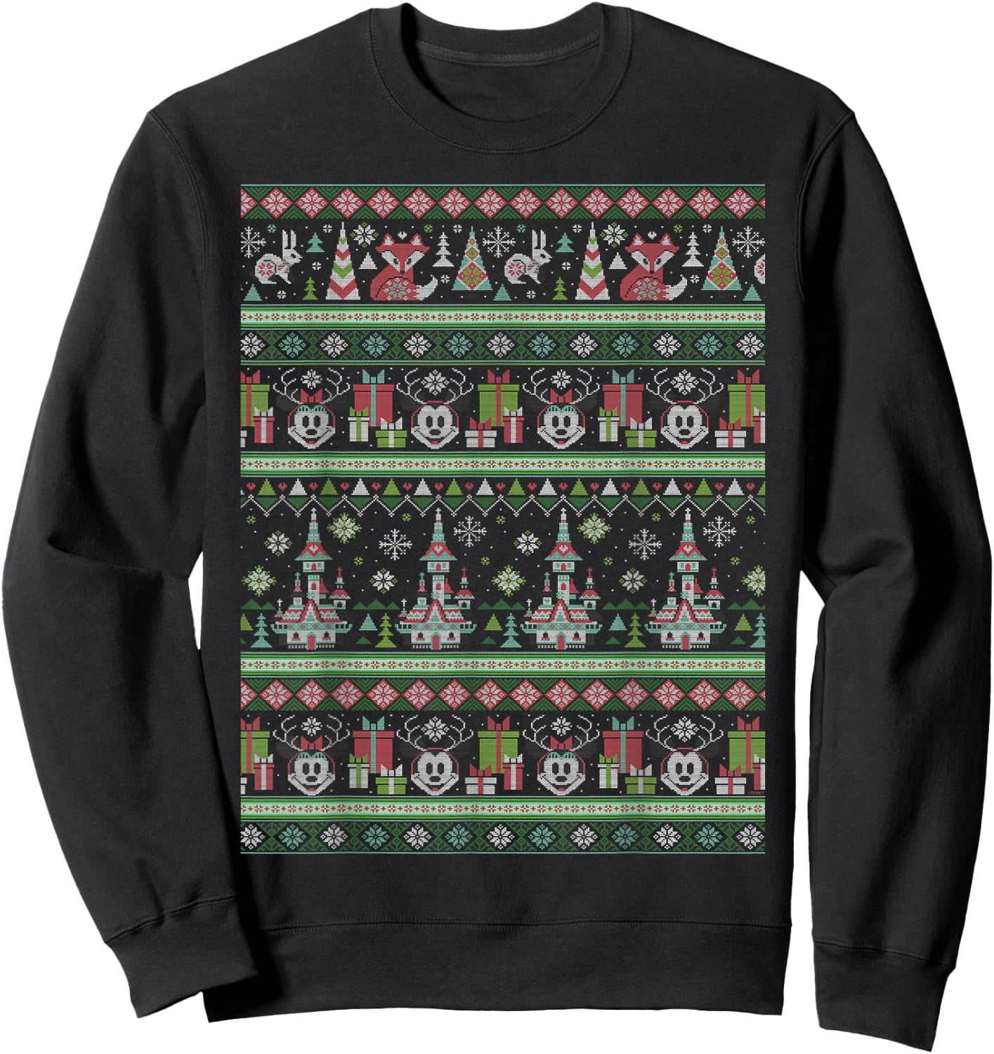 Disney Mickey & Minnie Winter Scene Ugly Christmas Sweater Sweatshirt - Sweatshirt | Black