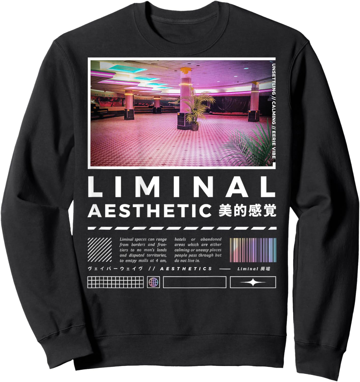 Liminal Spaces (BackPrint) Vaporwave Backrooms Pastel Goth Sweatshirt - Sweatshirt | Black