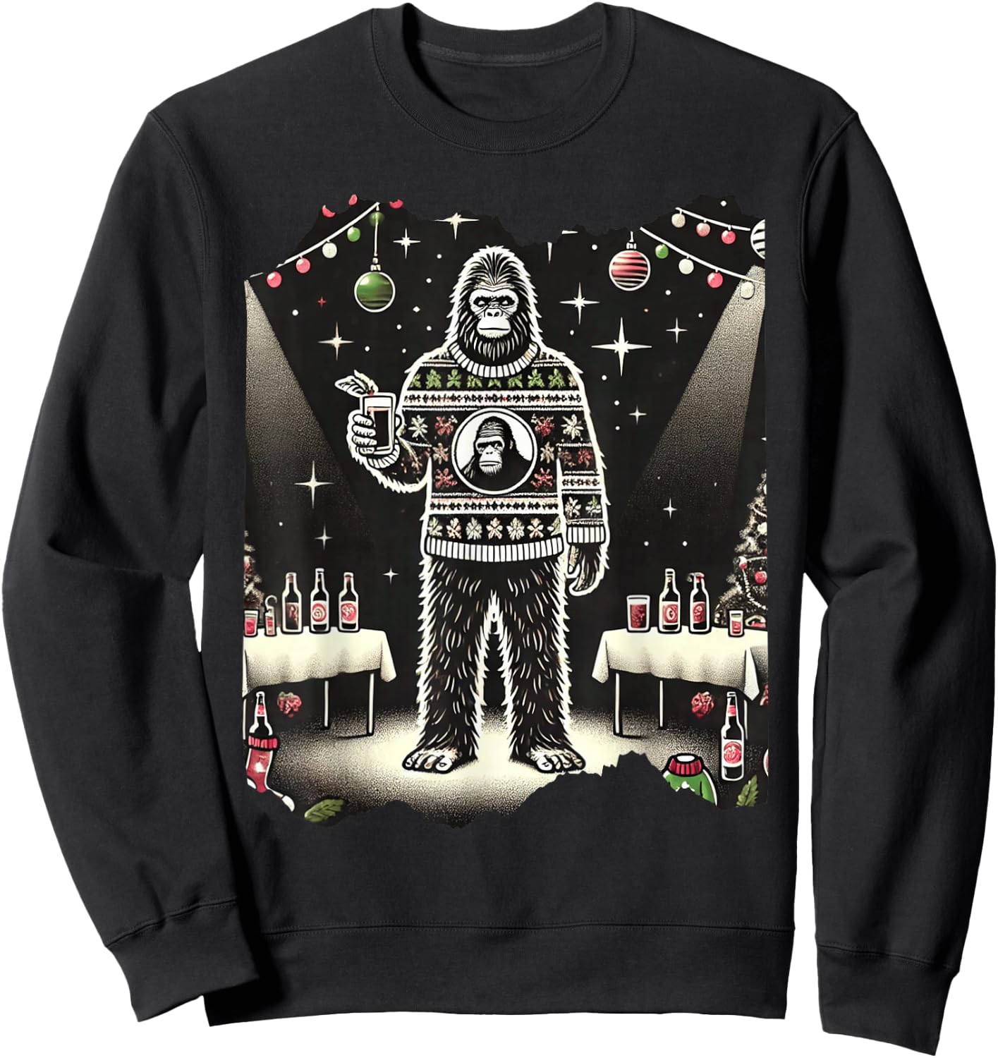 Cute Funny Bigfoot Sasquatch Ugly Christmas Xmas Bigfoot Sweatshirt - Sweatshirt | Black