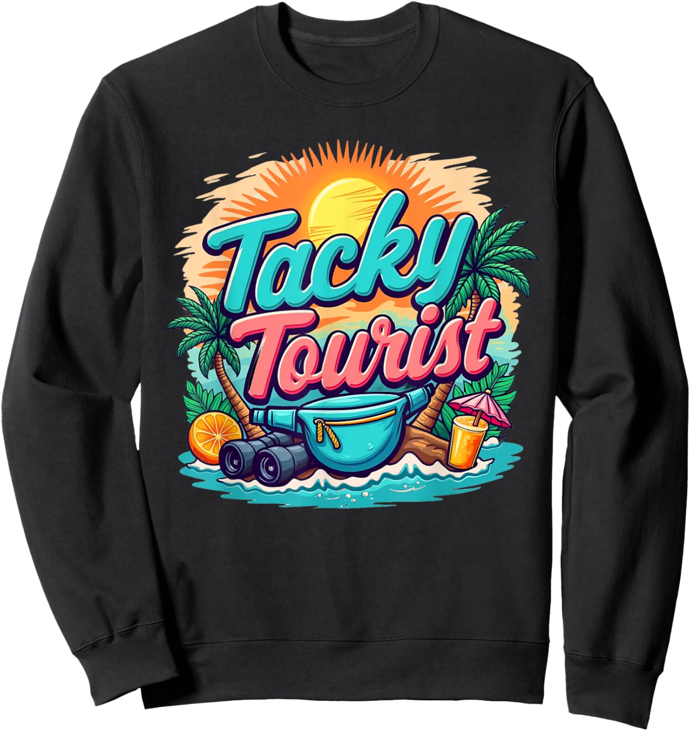 Vacay Wacky Tourist Outfit - Tacky Costume Idea Sweatshirt - Sweatshirt | Black