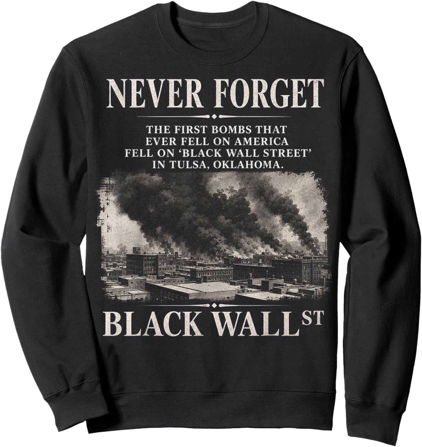 Black Wall Street Historical Illustration Sweatshirt - Sweatshirt | Black