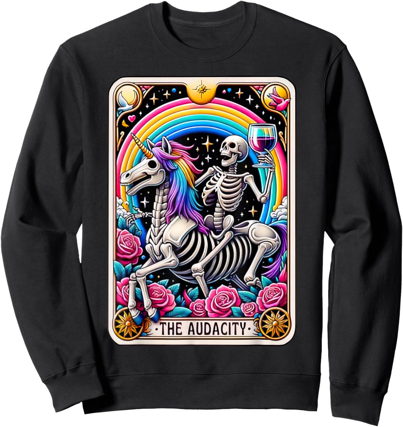 The Audacity Funny Tarot Card Sarcastic Skeleton Sweatshirt - Sweatshirt | Black