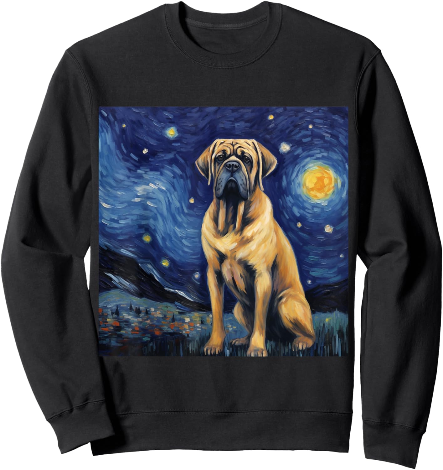 English Mastiff Starry Night - English Mastiff Sweatshirt - Sweatshirt | Black