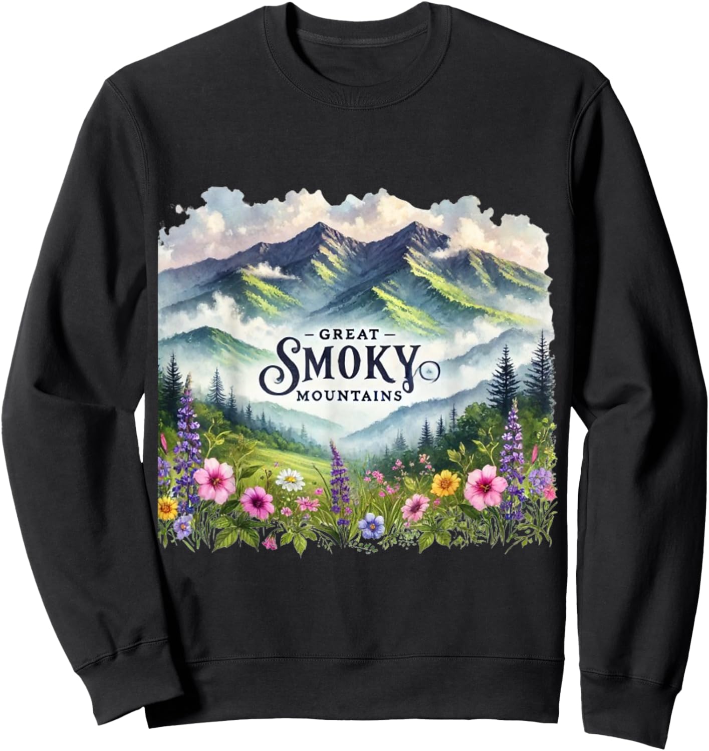 Great Smoky Mountains Spring Sweatshirt - Sweatshirt | Black