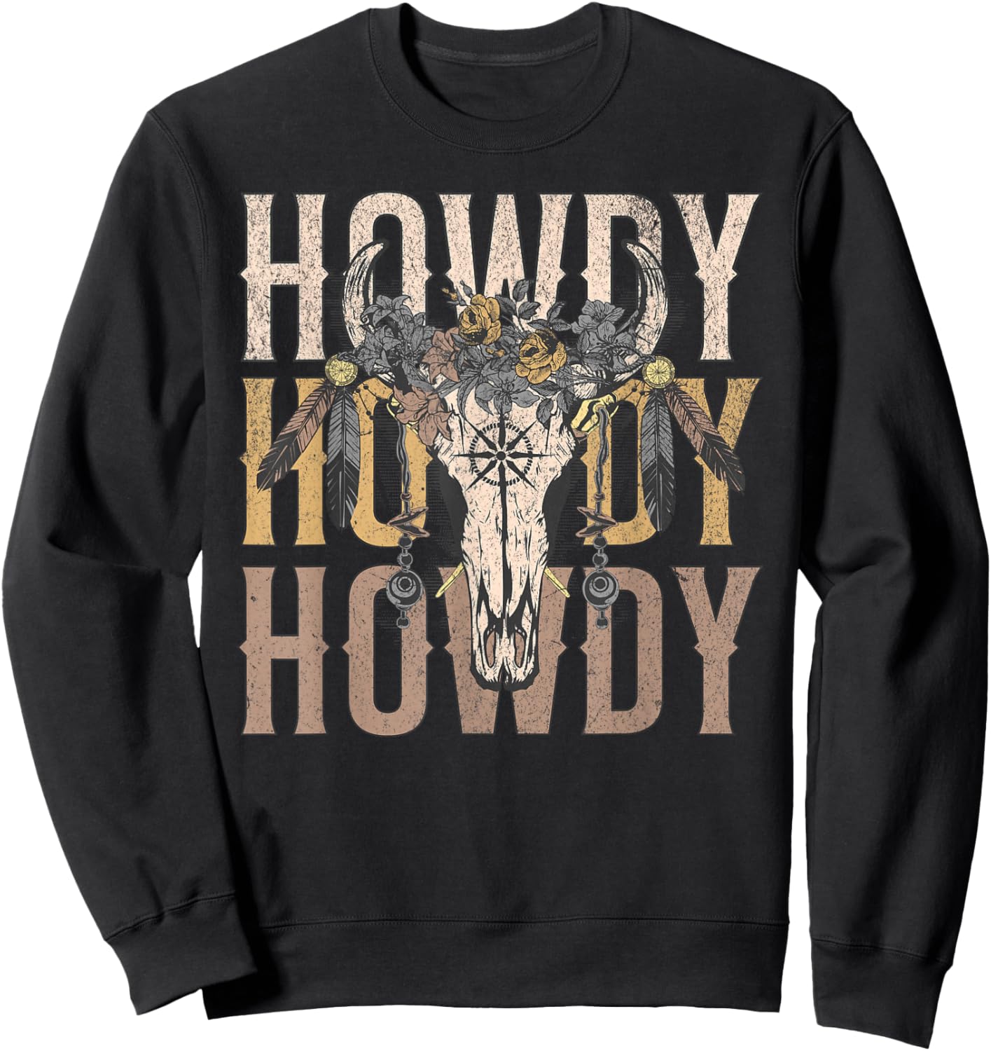 Howdy Southern Western Cowgirl Country Rodeo Sweatshirt - Sweatshirt | Black