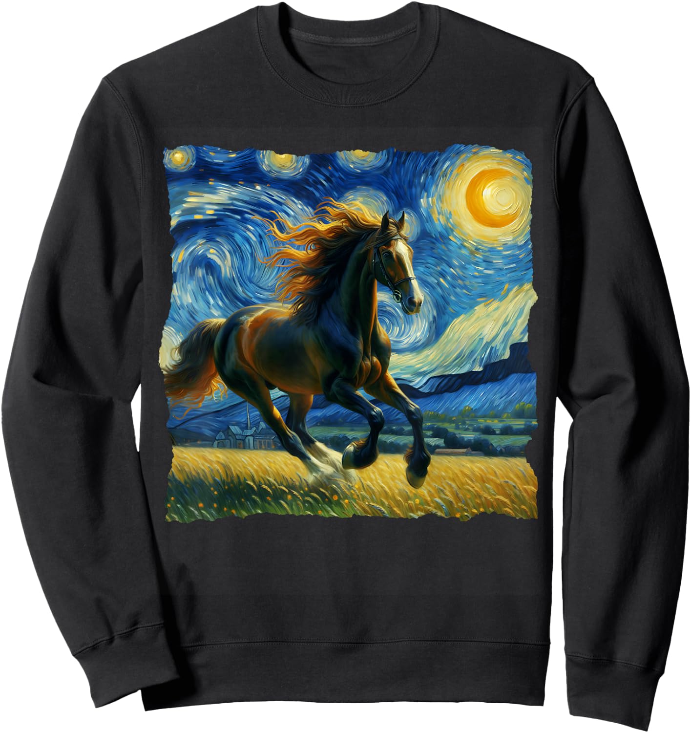 Trakehner Starry Night Trakehner Horse Sweatshirt - Sweatshirt | Black