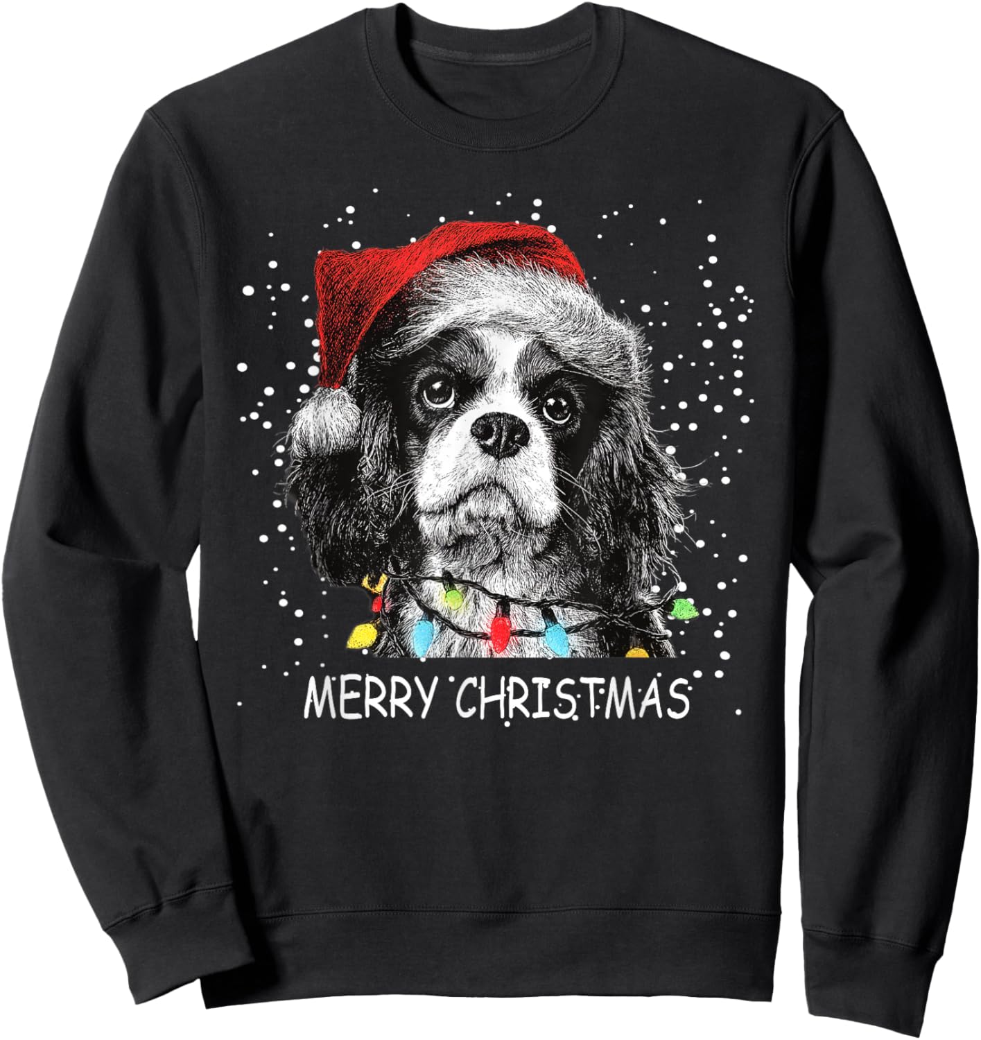 Cavalier King Charles Spaniel Animal Lover Christmas Pyjamas Sweatshirt - Sweatshirt | Black