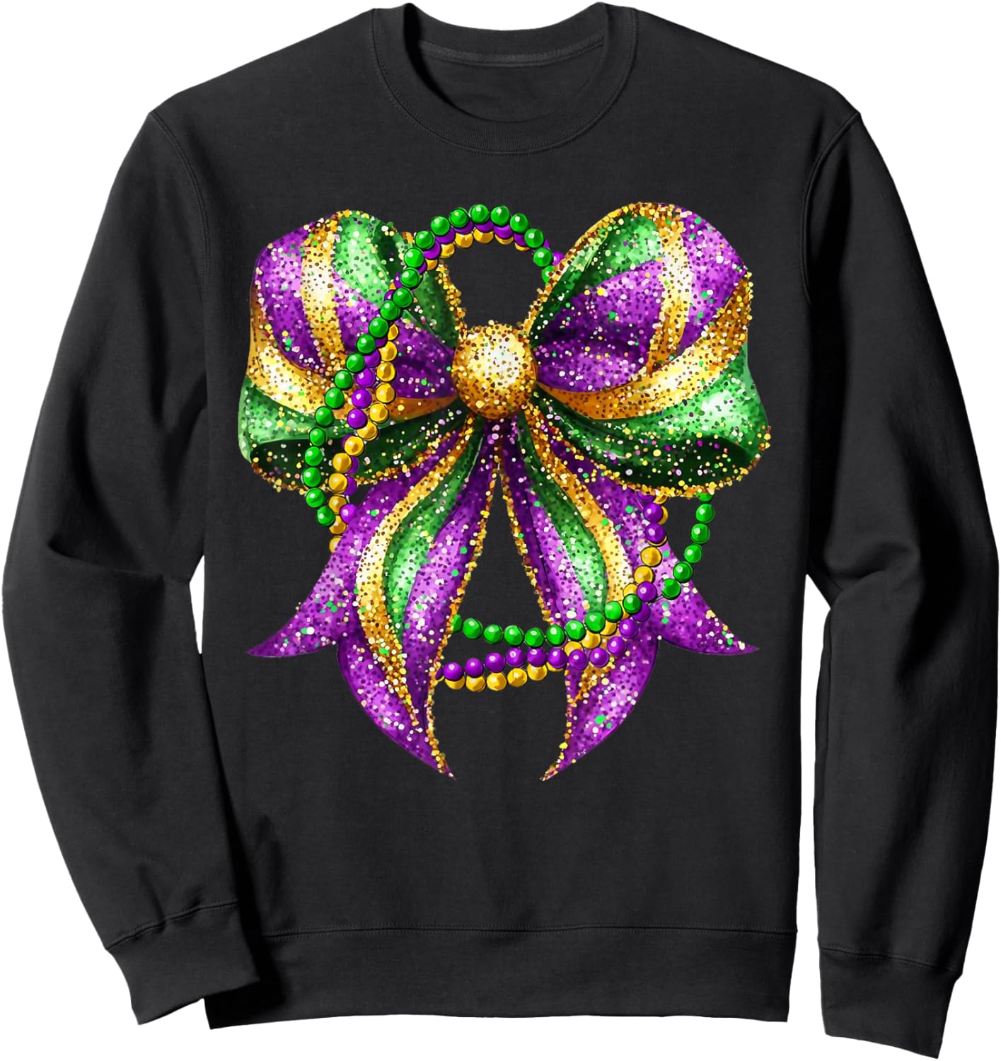 Mardi Gras Festival New Orleans Fleur De Lis Coquette Bow Sweatshirt - Sweatshirt | Black