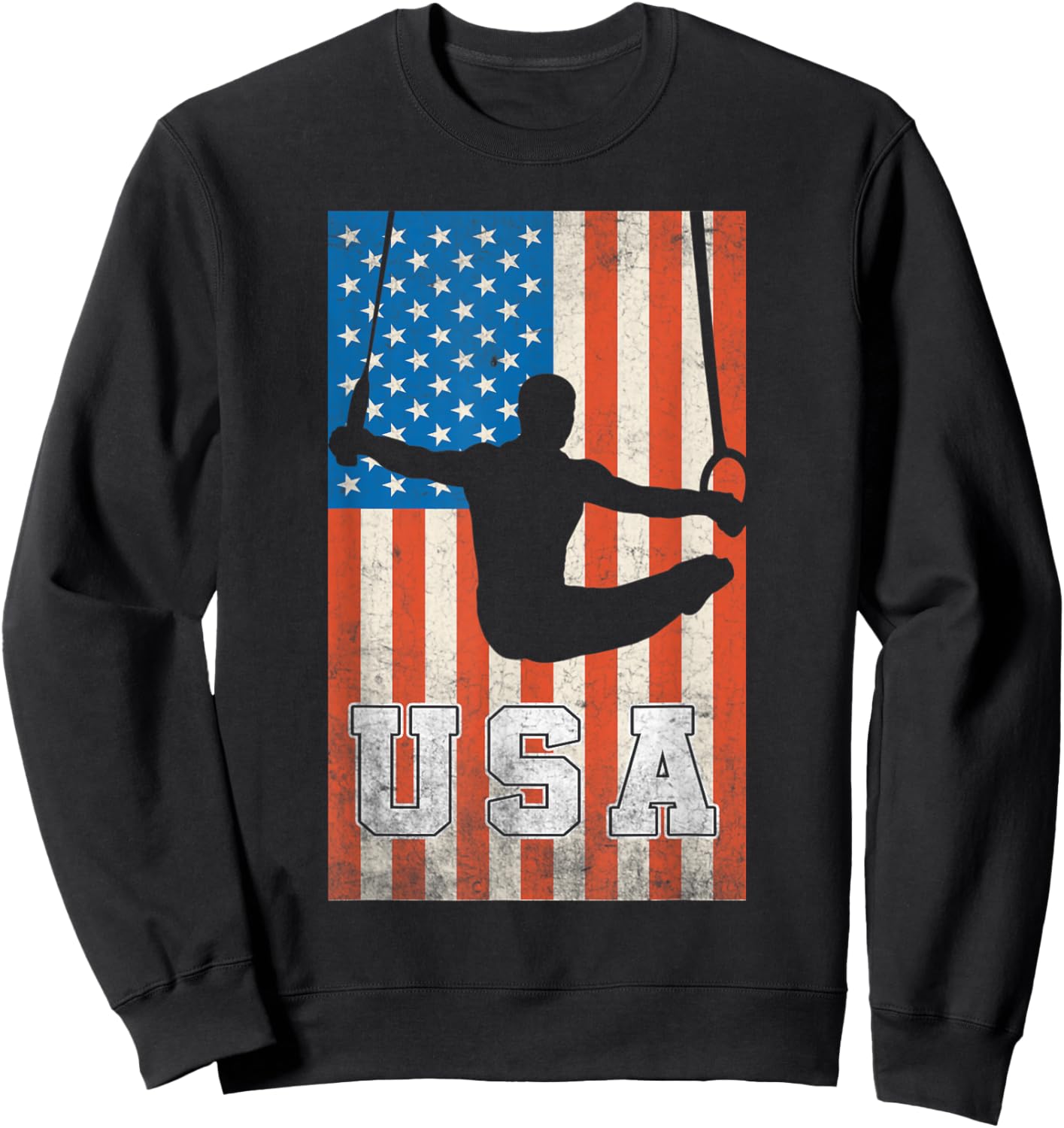 USA Gymnast Gymnastics Team Athlete American Flag Sweatshirt - Sweatshirt | Black