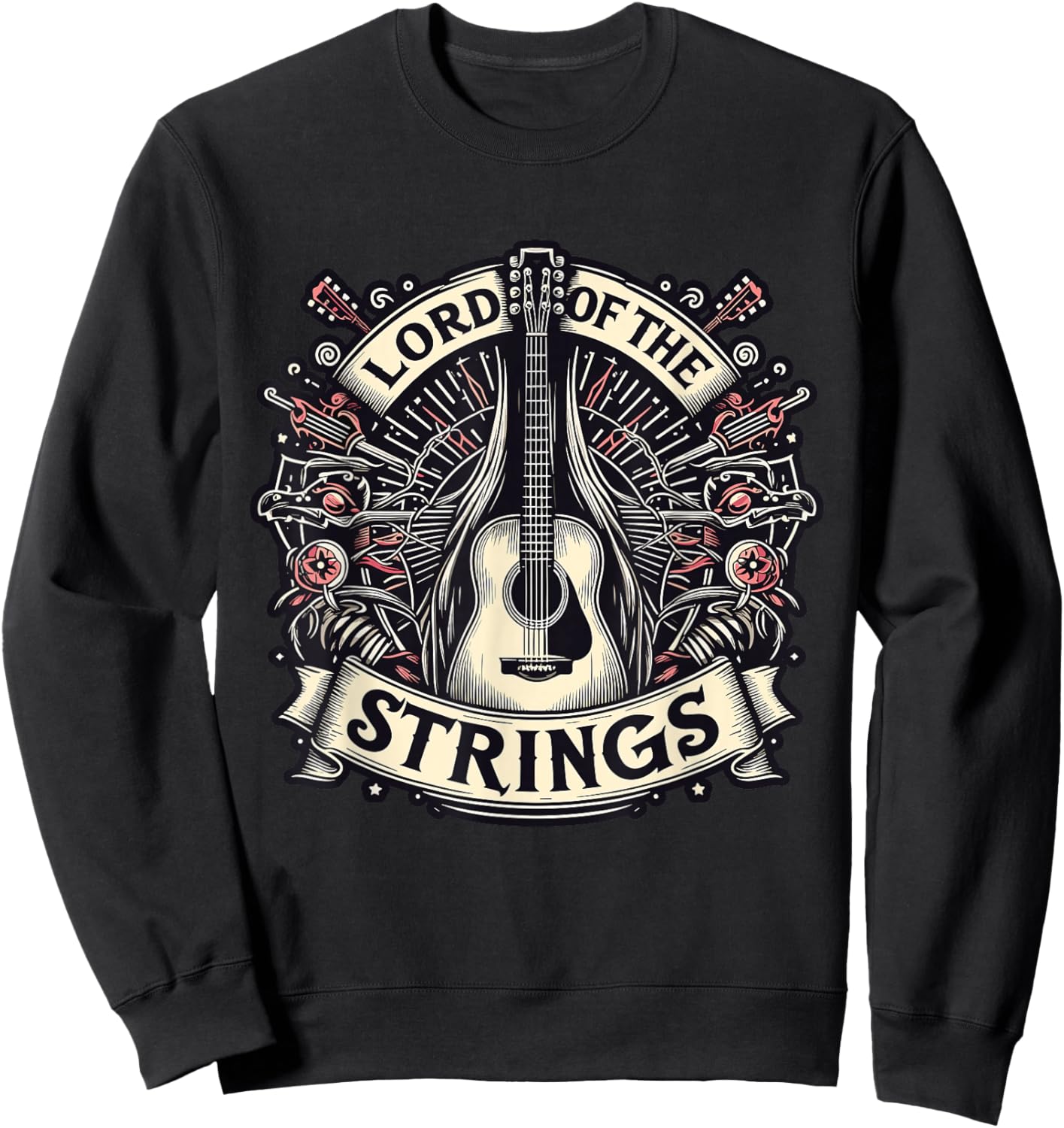 Lord of the Strings Guitar Musician Fantasy Sweatshirt - Sweatshirt | Black