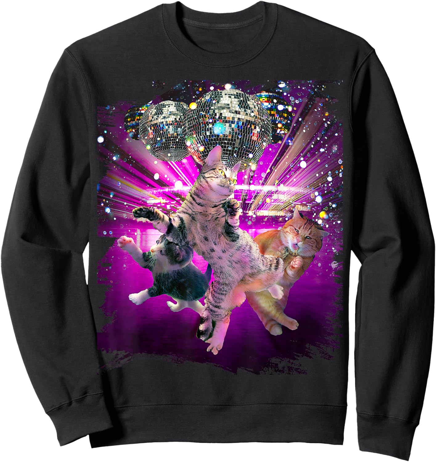 Disco Cats - 70s Disco Kitty Cat Rave Sweatshirt - Sweatshirt | Black