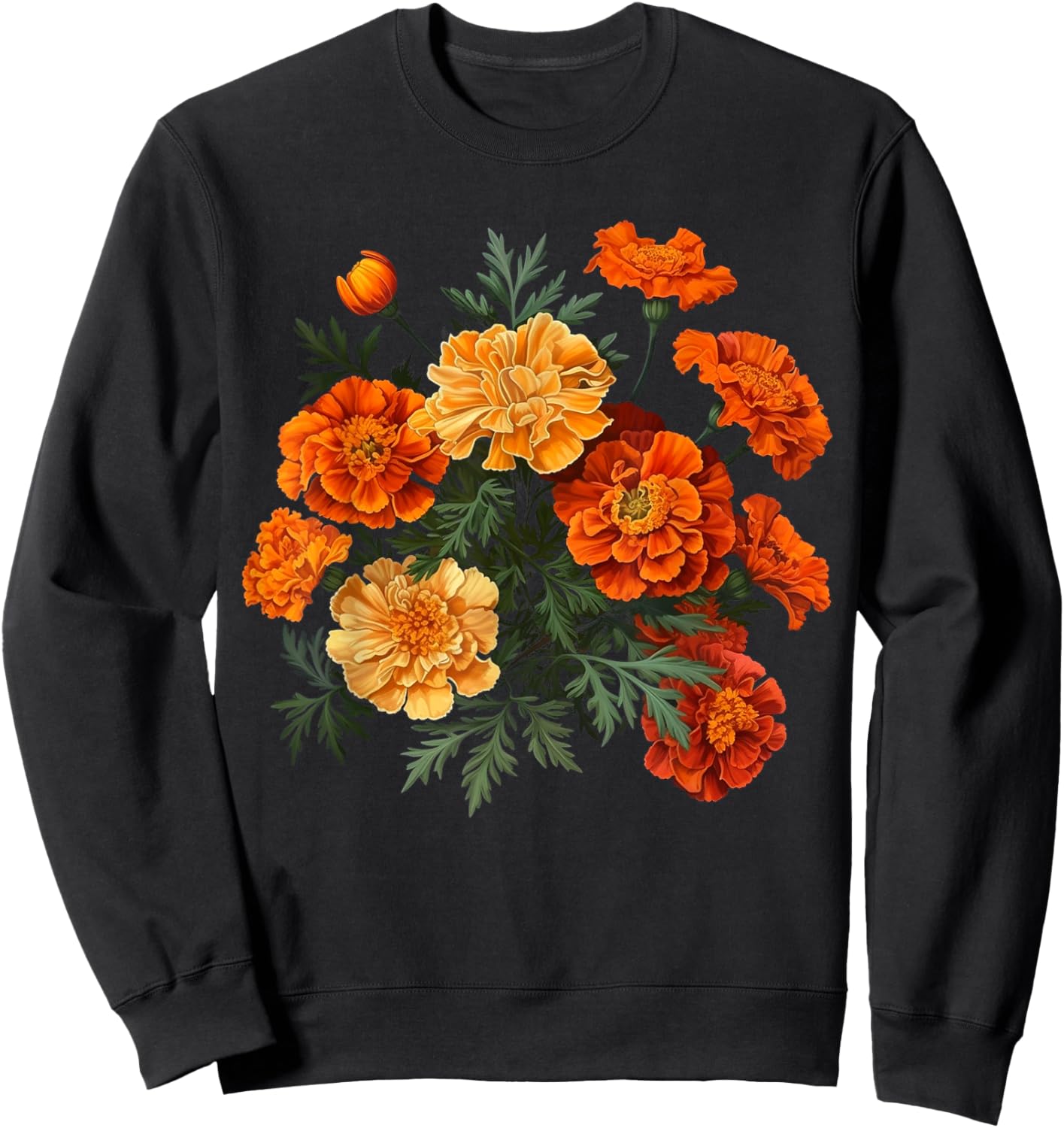 Birth Month Marigold Flower Floral Bouquet Flowers Lovers Sweatshirt - Sweatshirt | Black