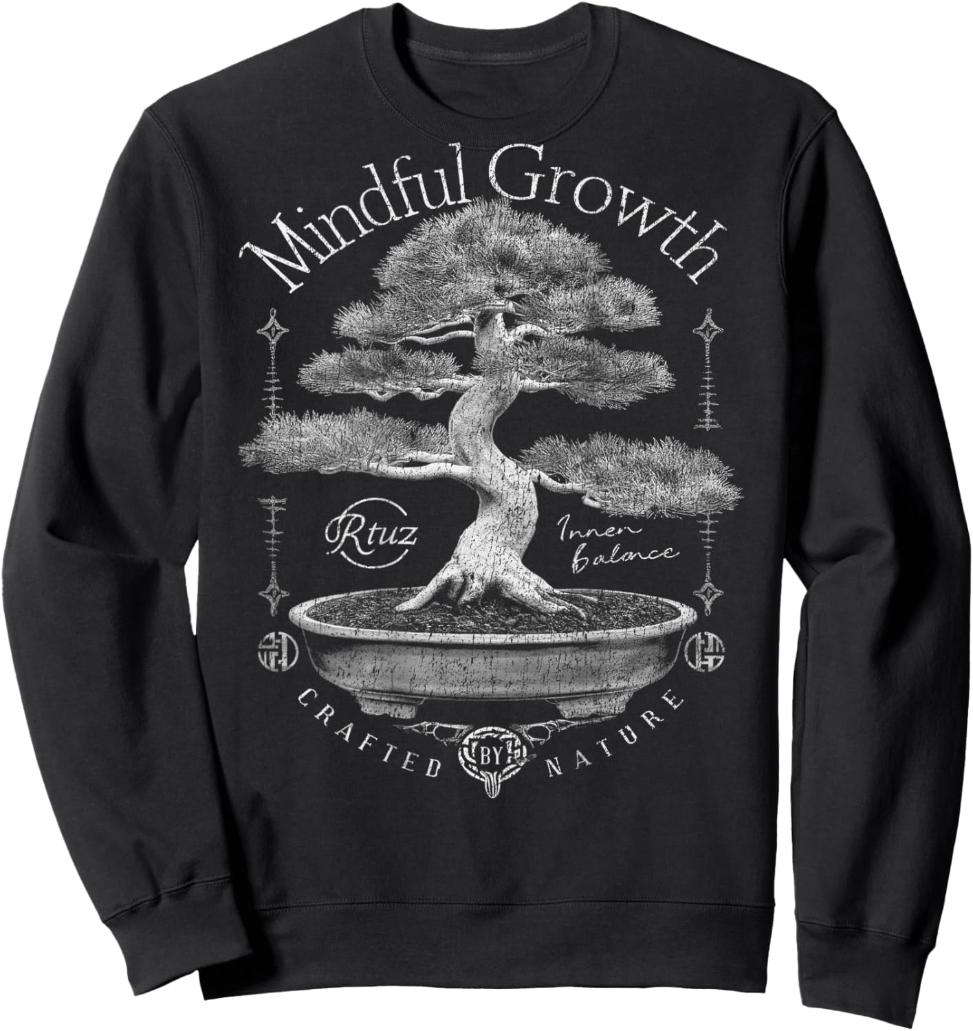 Back Print Vintage Y2K Streetwear Fashion Women Men Bonsai Sweatshirt - Sweatshirt | Black