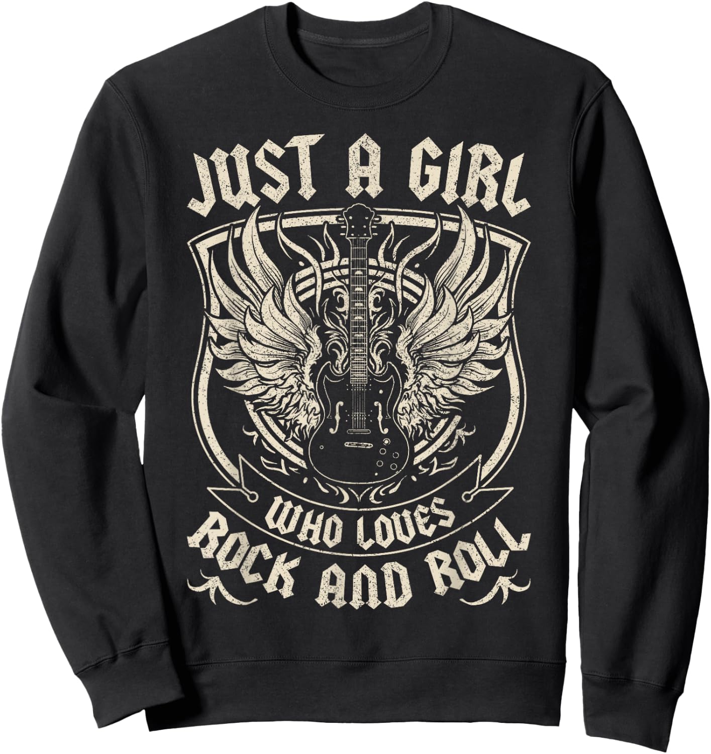 Rock Band Rock Concert Just A Girl Who Loves Rock and Roll Sweatshirt - Sweatshirt | Black