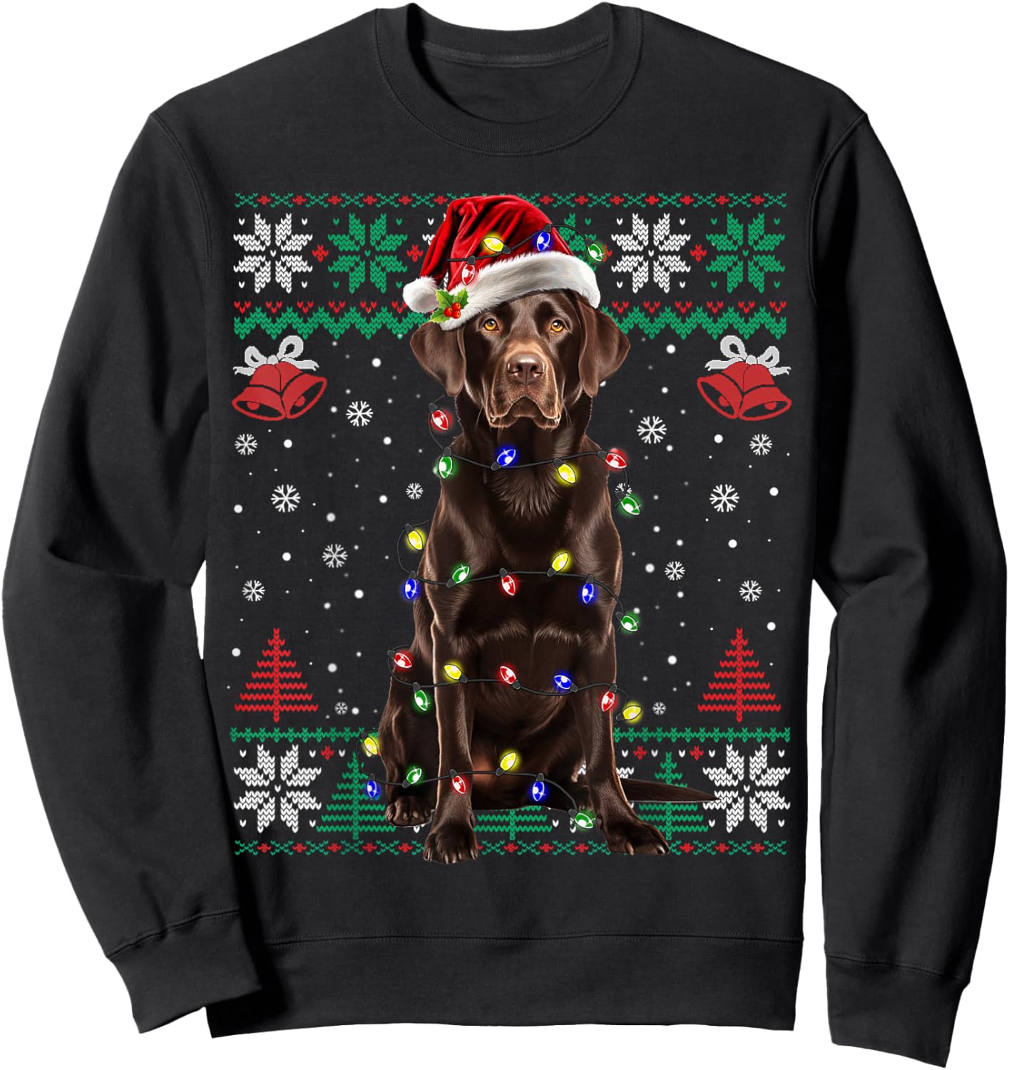 Chocolate Lab Christmas Santa Hat Dog Ugly Sweater Sweatshirt - Sweatshirt | Black