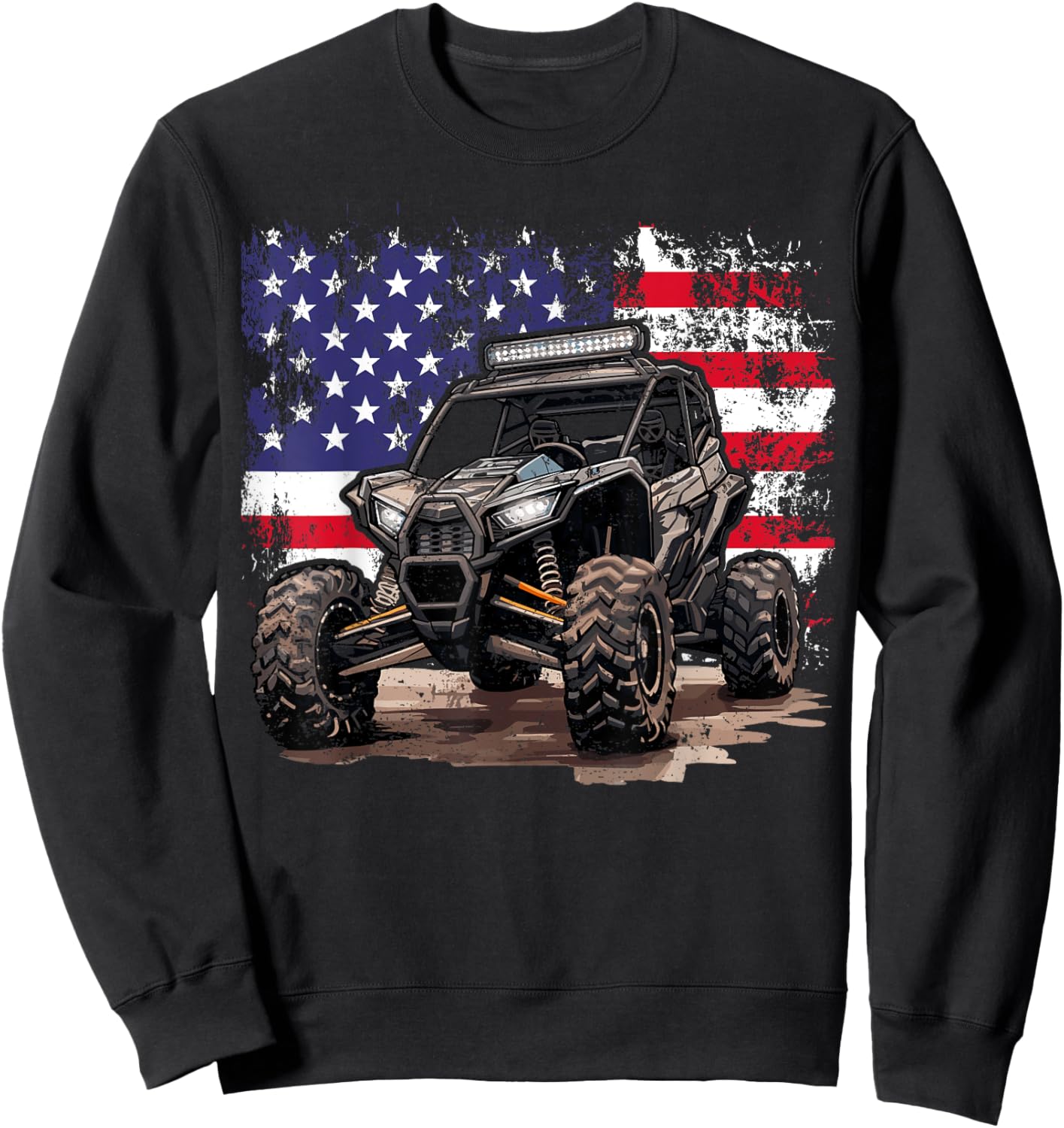 American UTV SXS 4 Wheeler Side By Side 4th Of July UTV Dad Sweatshirt - Sweatshirt | Black
