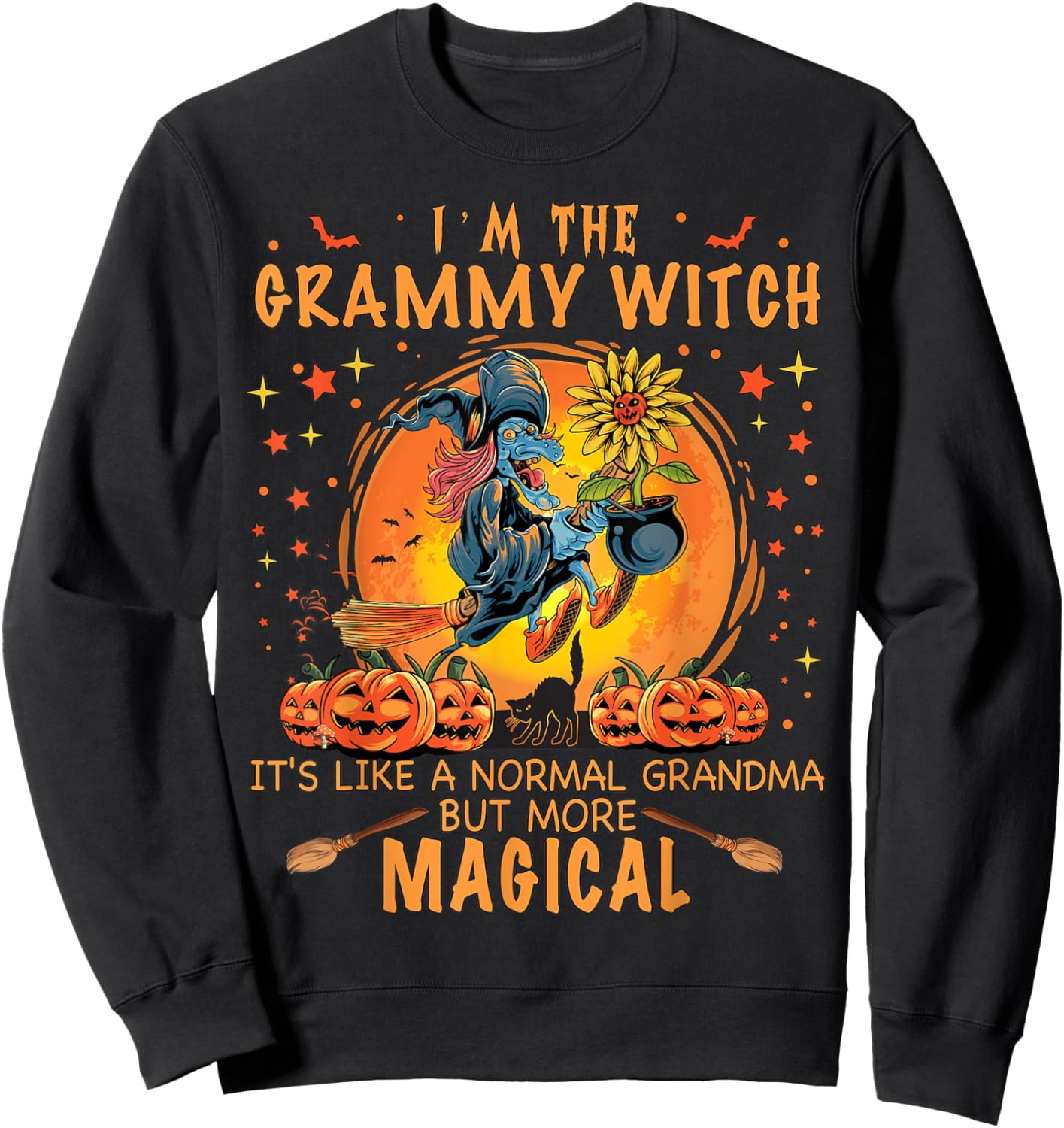 I'm The Grammy Witch Like A Normal Grandma Sunflower Pumpkin Sweatshirt - Sweatshirt | Black