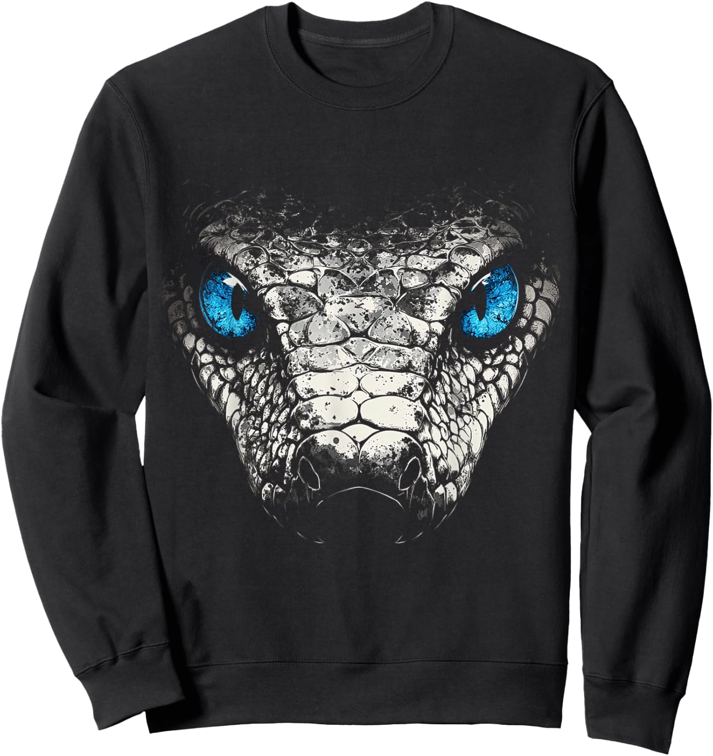 Snake Animal Motif Blue Eyes Art Snake Sweatshirt - Sweatshirt | Black