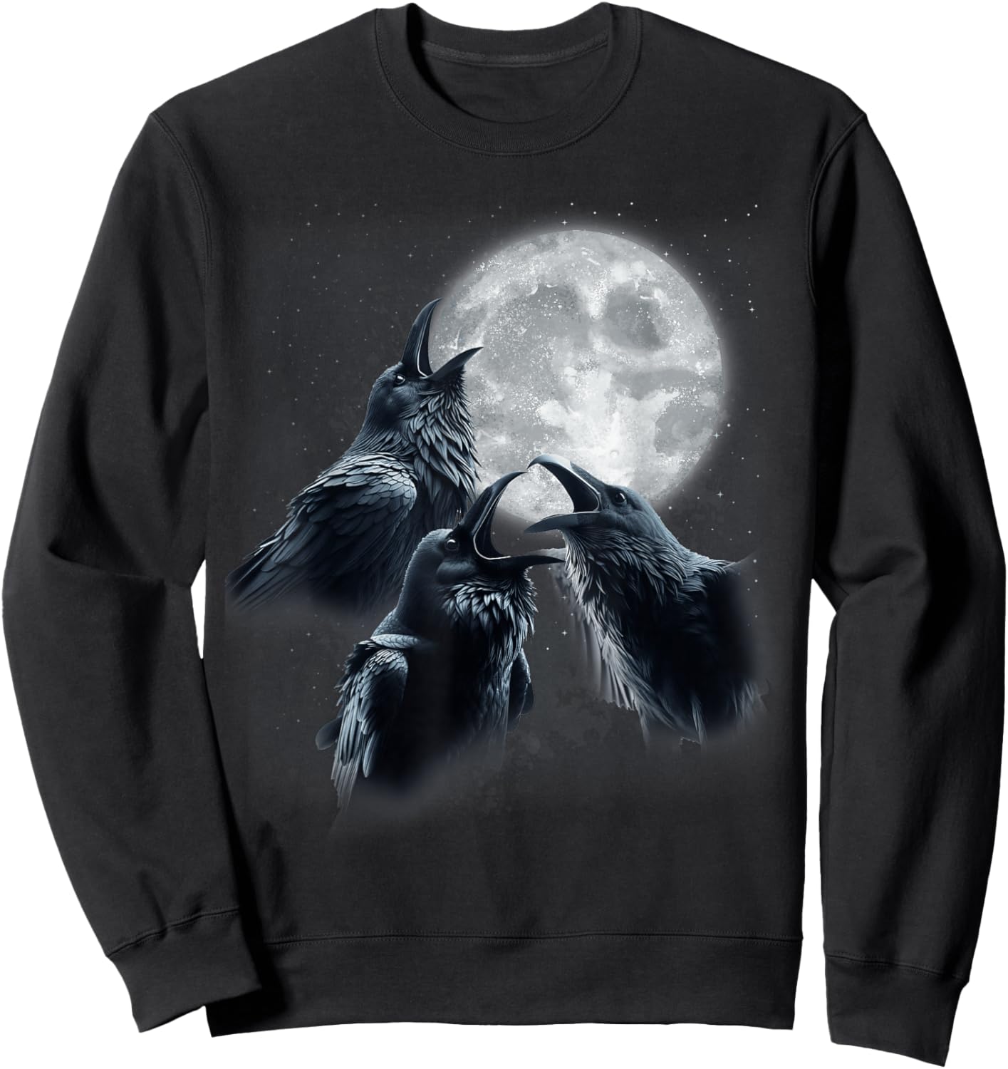 3 Black Raven Howling At The Moon Funny Crow Raven Bird Kids Sweatshirt - Sweatshirt | Black
