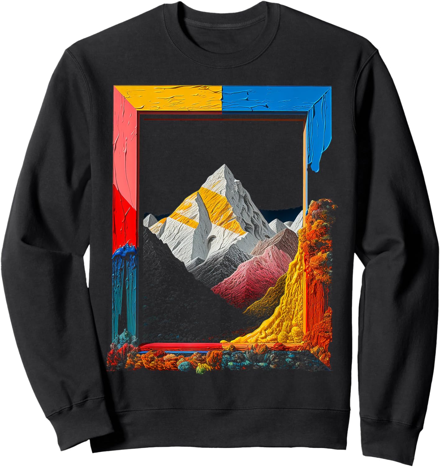 Nature Art Colorful Mountains Graphic Artwork Sweatshirt - Sweatshirt | Black