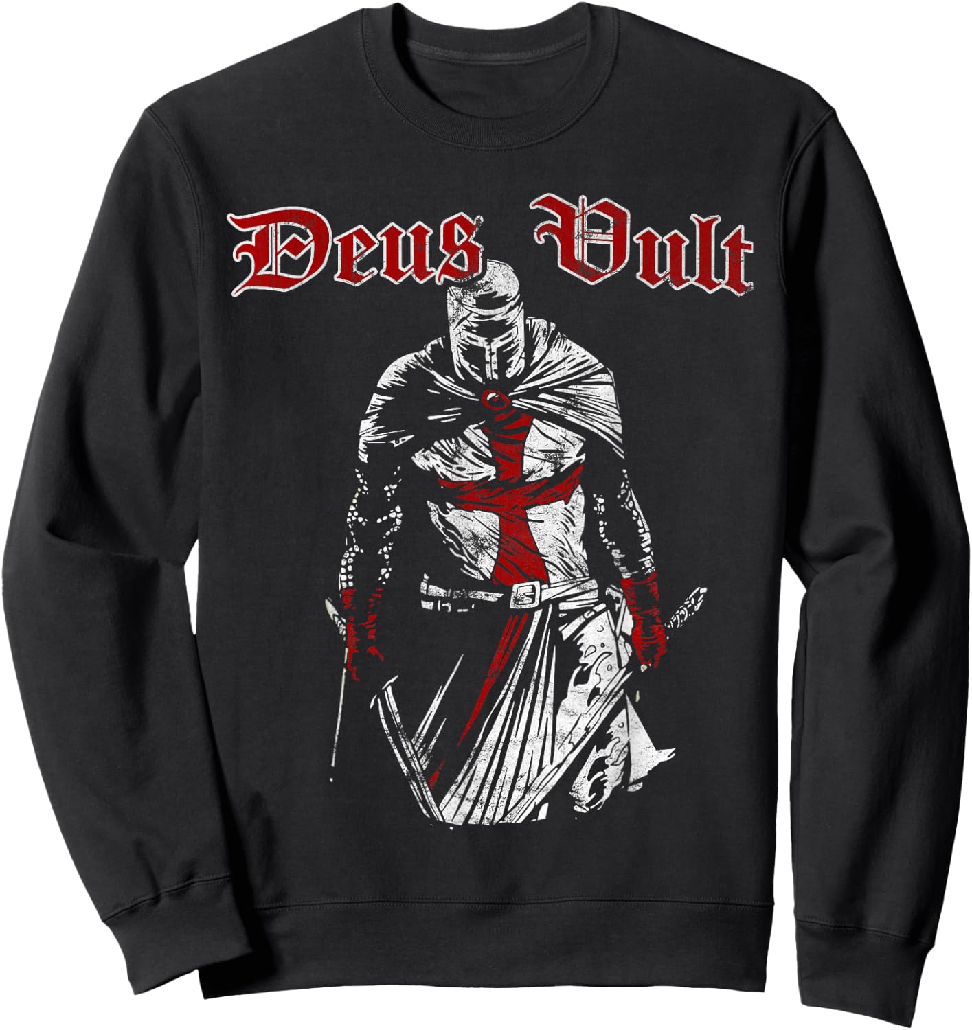 Deus Vult - Knight Templar - Vintage Crusader Sweatshirt - Sweatshirt | Black