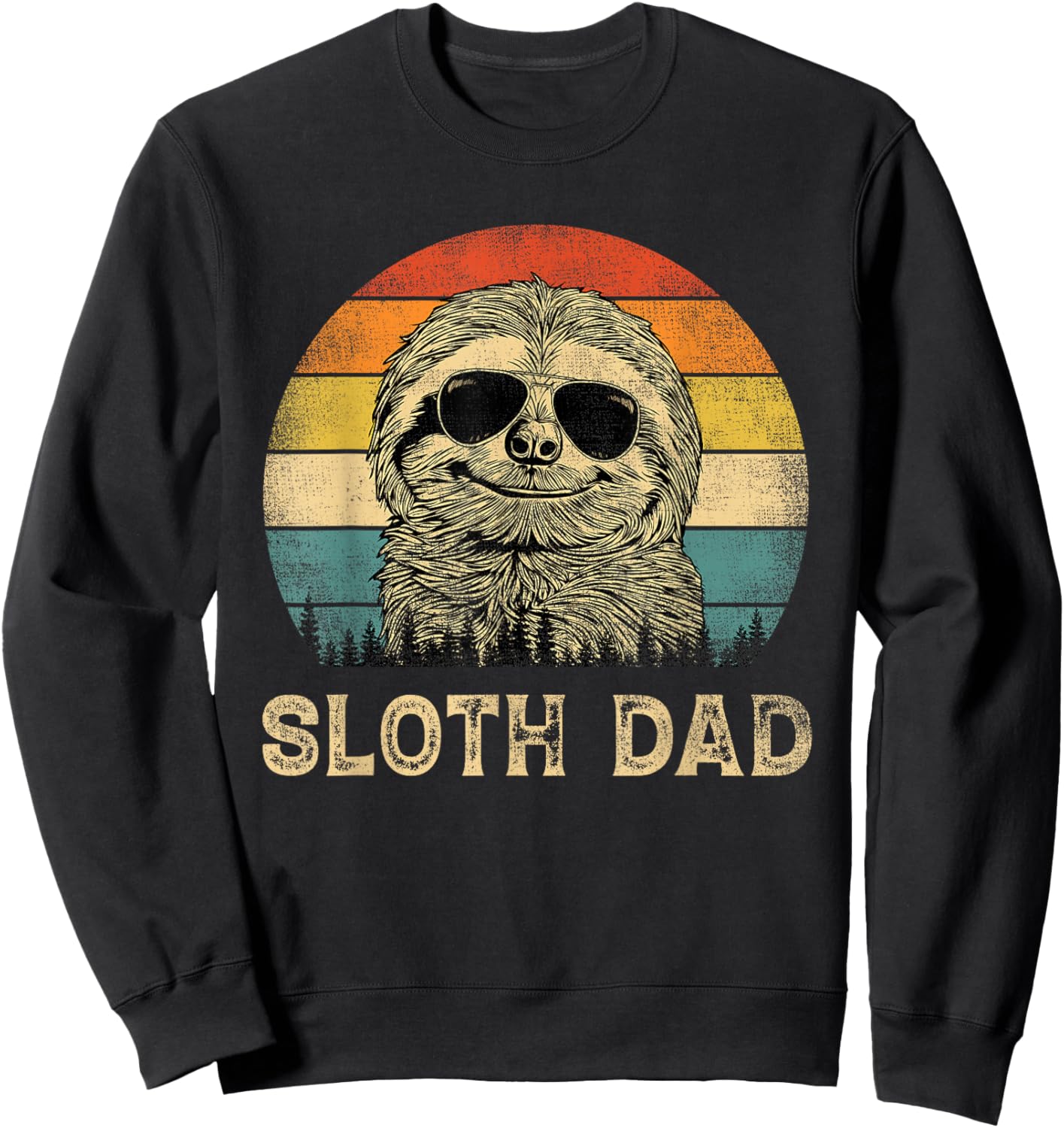 Vintage Sloth Dad Sloth Lovers Daddy Father's Day Sweatshirt - Sweatshirt | Black