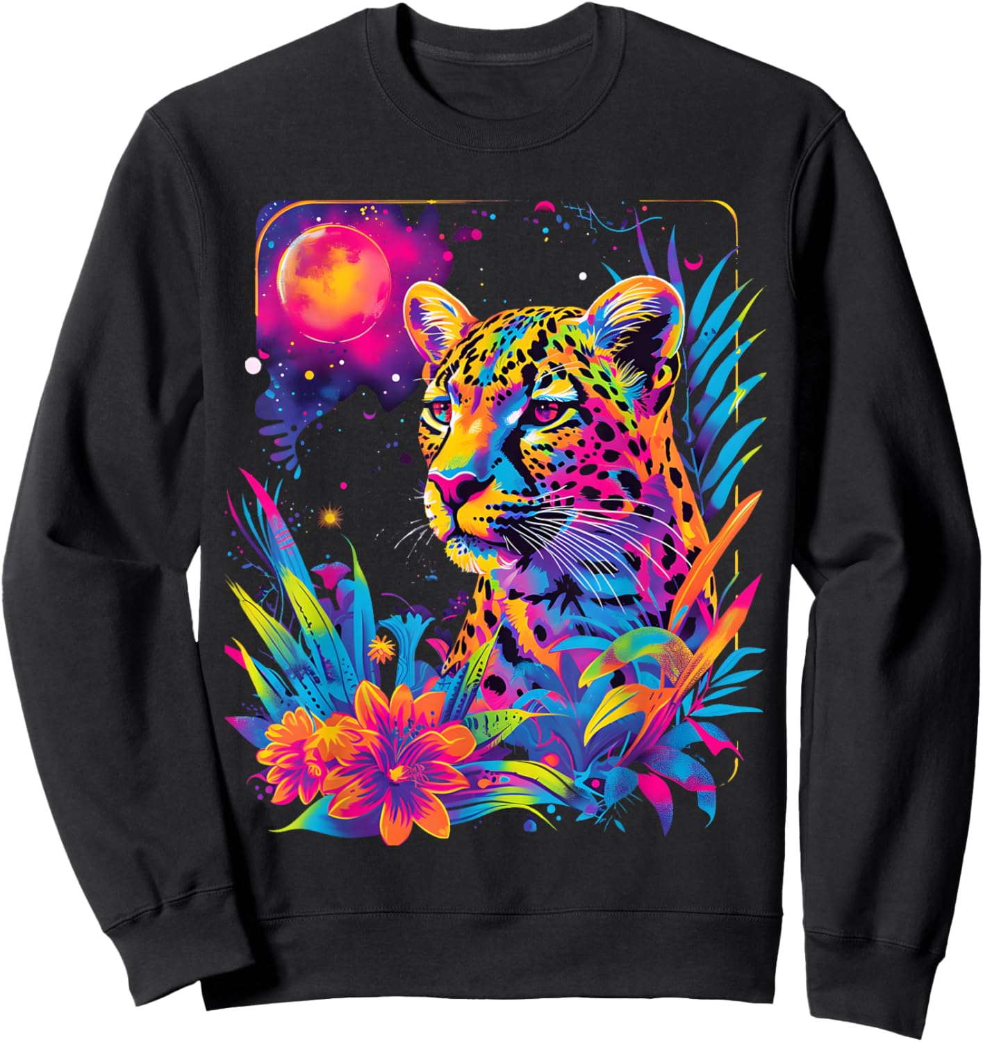 Jaguar Colorful Rainbow Vibrant Graphic Sweatshirt - Sweatshirt | Black