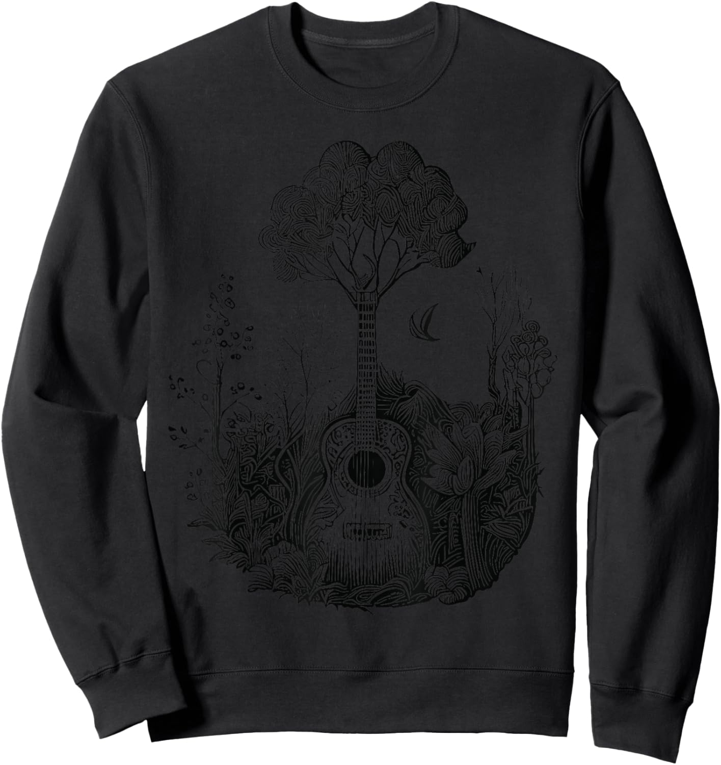 Acoustic Guitar With Plants And Trees Guitarist Sweatshirt - Sweatshirt | Black