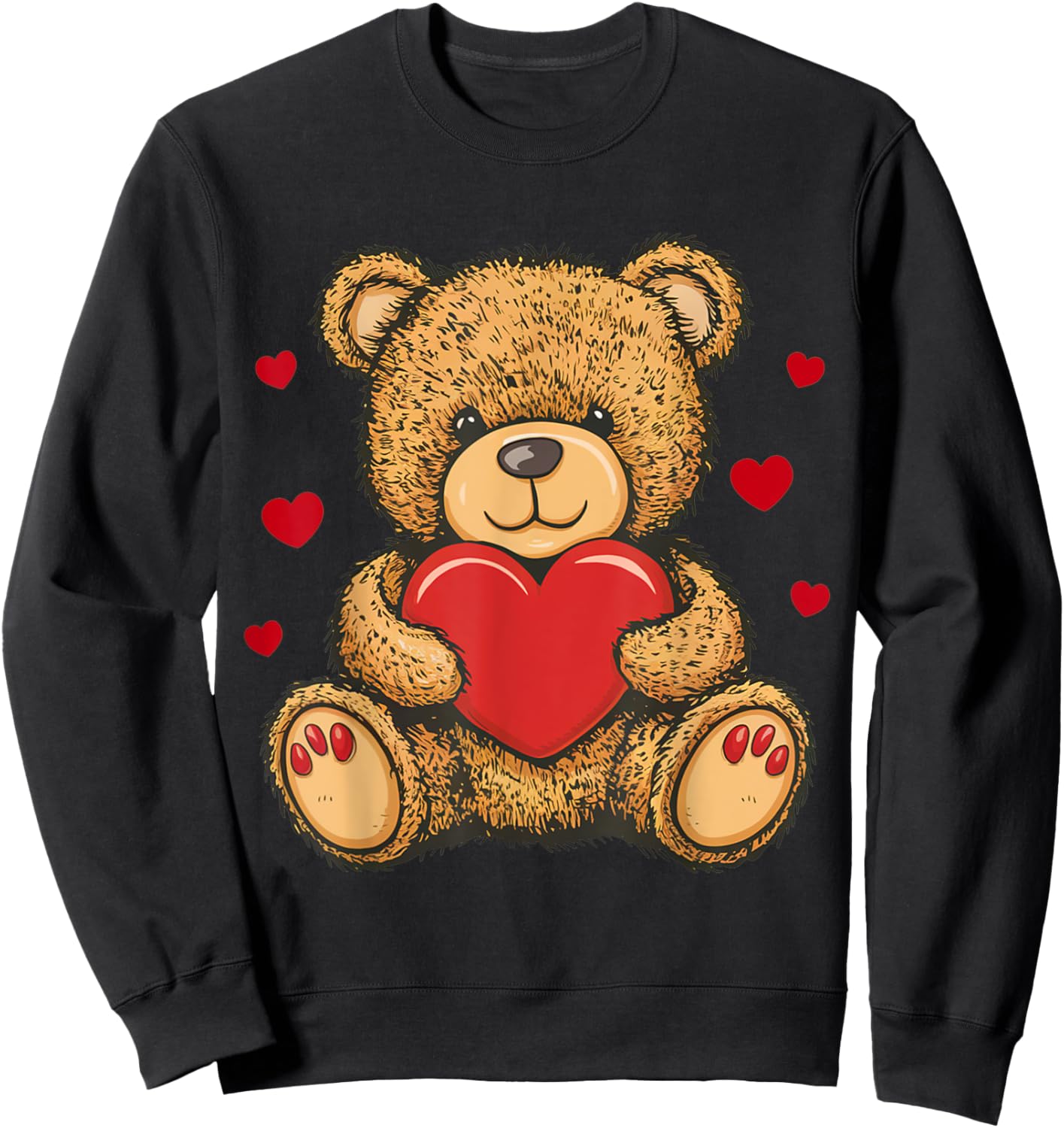 Adorable Teddy Bear with Heart- Love plushie Sweatshirt - Sweatshirt | Black