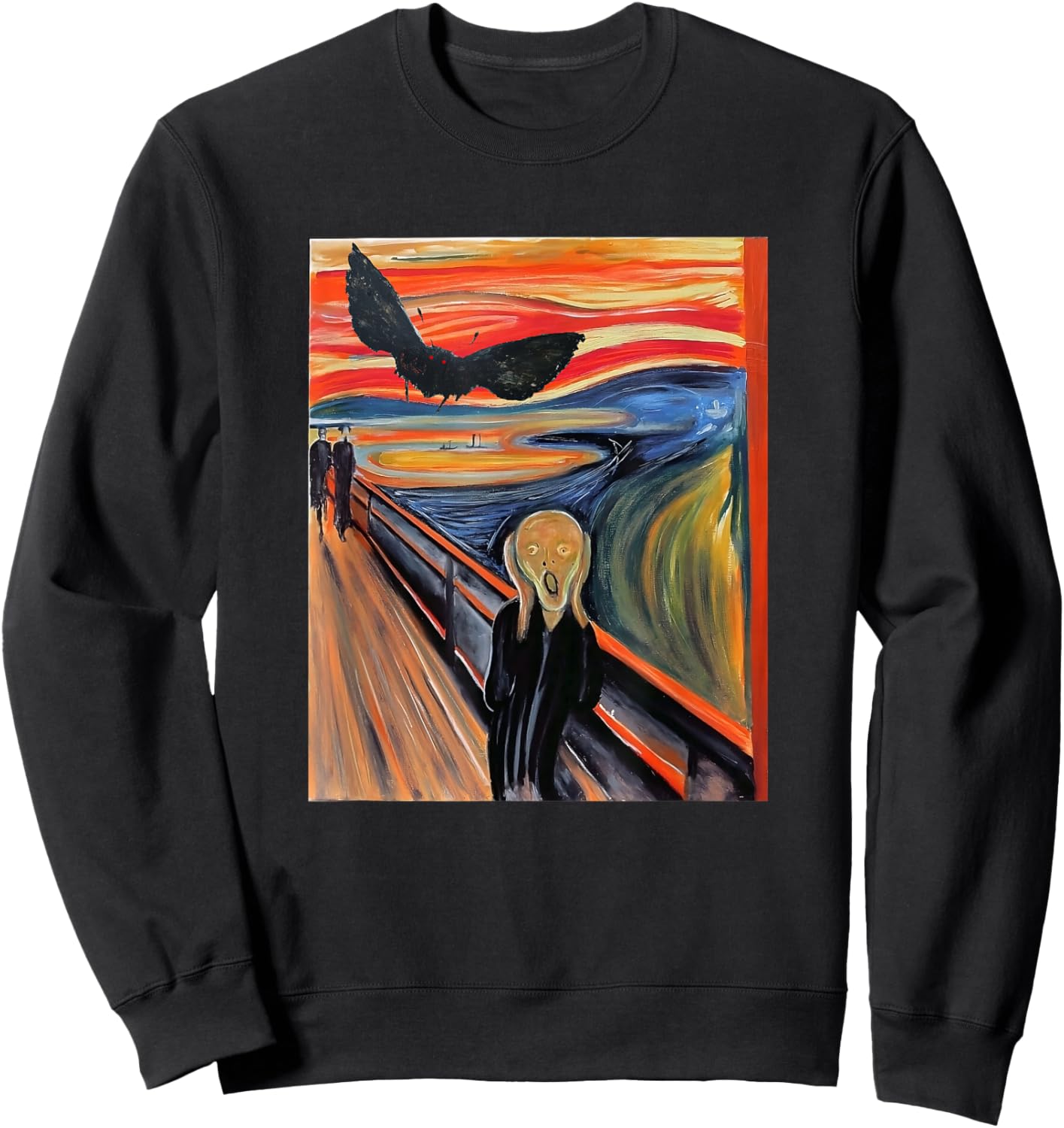 Mothman The Scream Mashup WV Cryptid Art Sweatshirt - Sweatshirt | Black