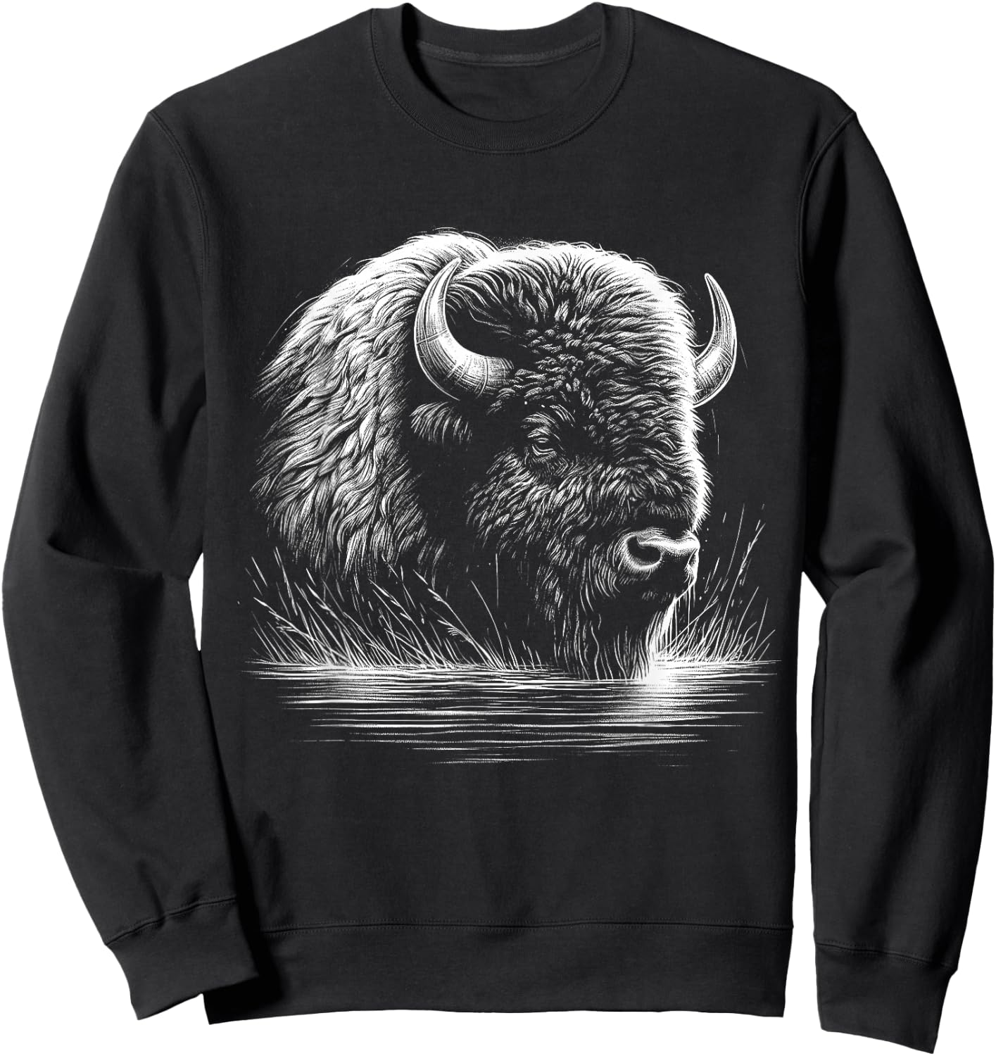 Bison Lover Art Design Sweatshirt - Sweatshirt | Black