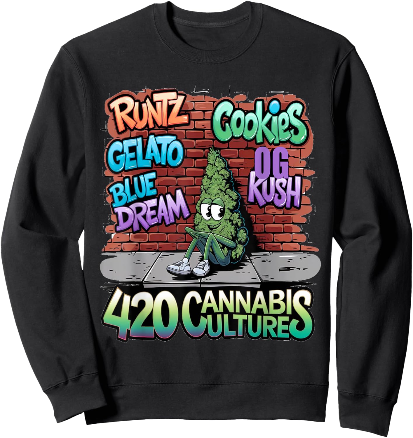 420 Cannabis Bud Nug Stoner Runtz Gelato Cookies Weed Strain Sweatshirt - Sweatshirt | Black