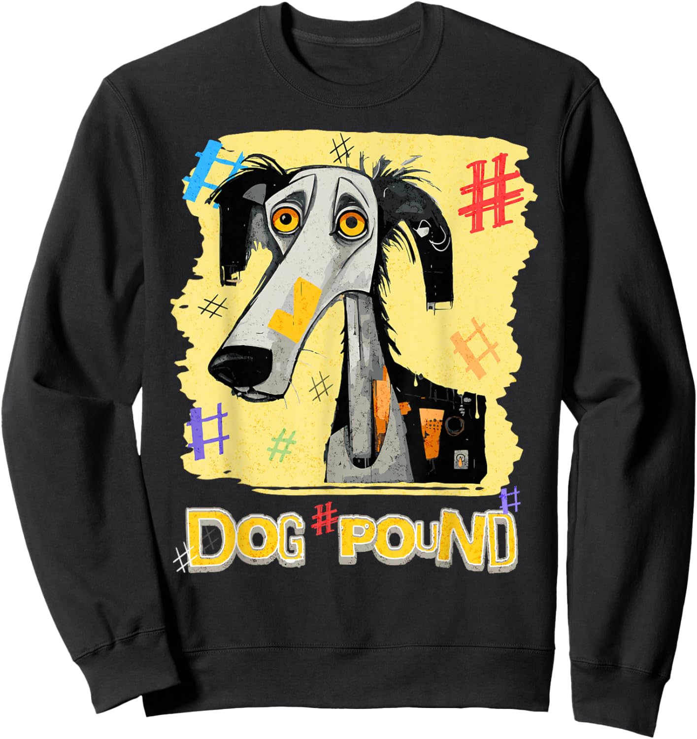 Confused Dog Worried About The Pound Sign Fun Pun Wordplay Men Women Sweatshirt - Sweatshirt | Black