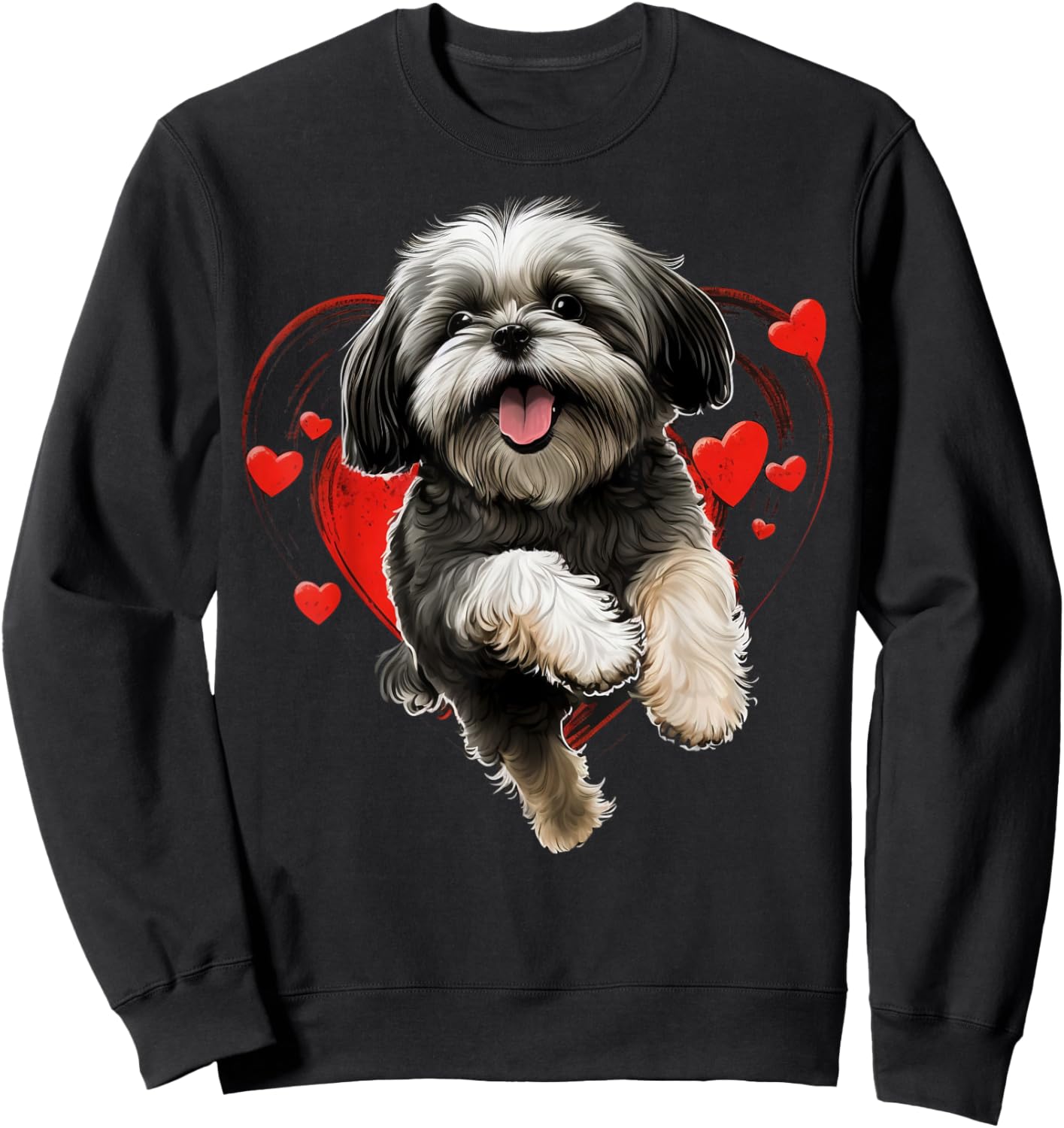 Shih Tzu Love Heart for Valentines Day on Shih Tzu Lover Sweatshirt - Sweatshirt | Black