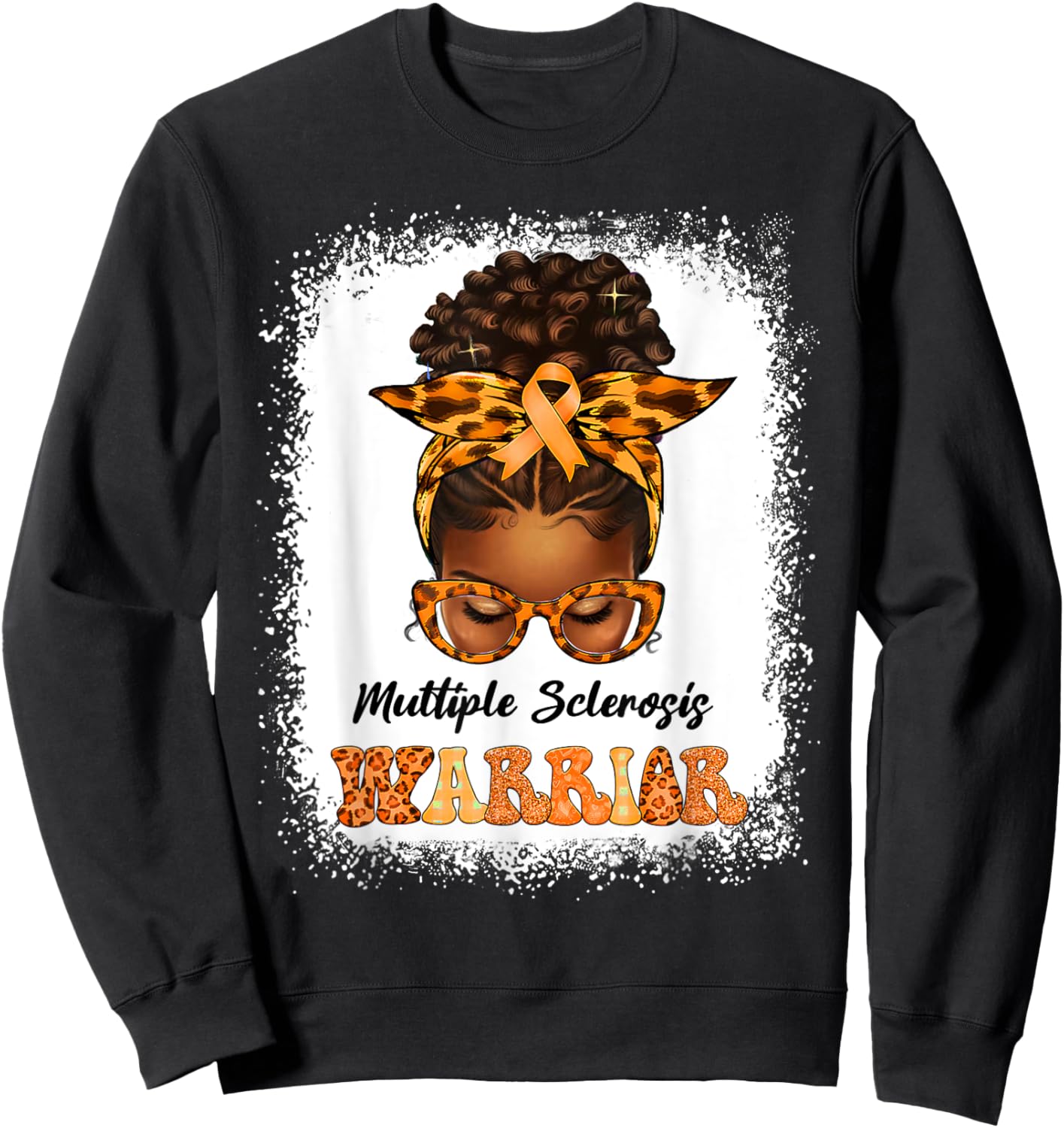 Black Women Multiple Sclerosis Awareness Messy Bun MS Sweatshirt - Sweatshirt | Black