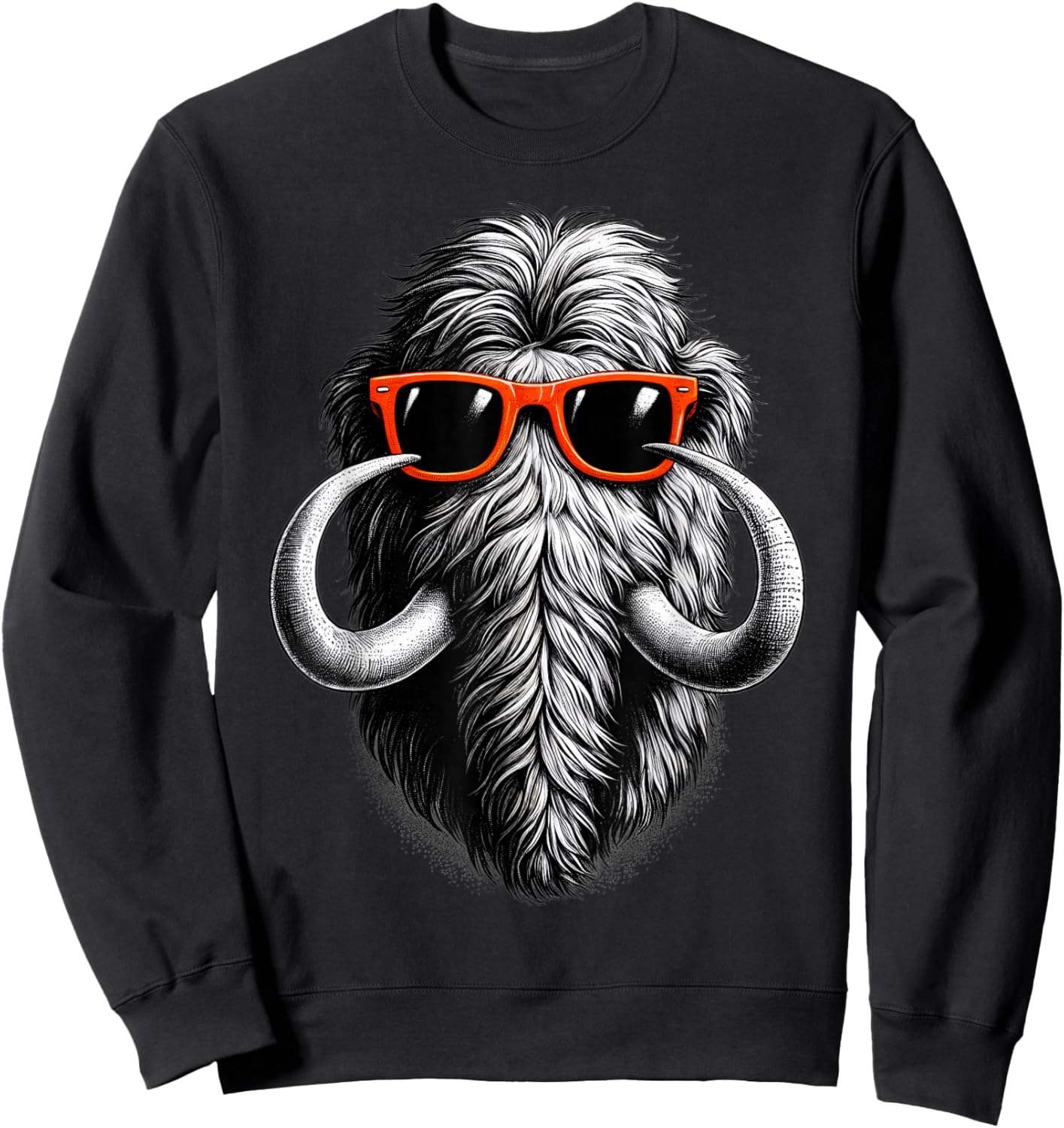 Cool Woolly Mammoth Wearing Sunglasses Graphic Art Sweatshirt - Sweatshirt | Black