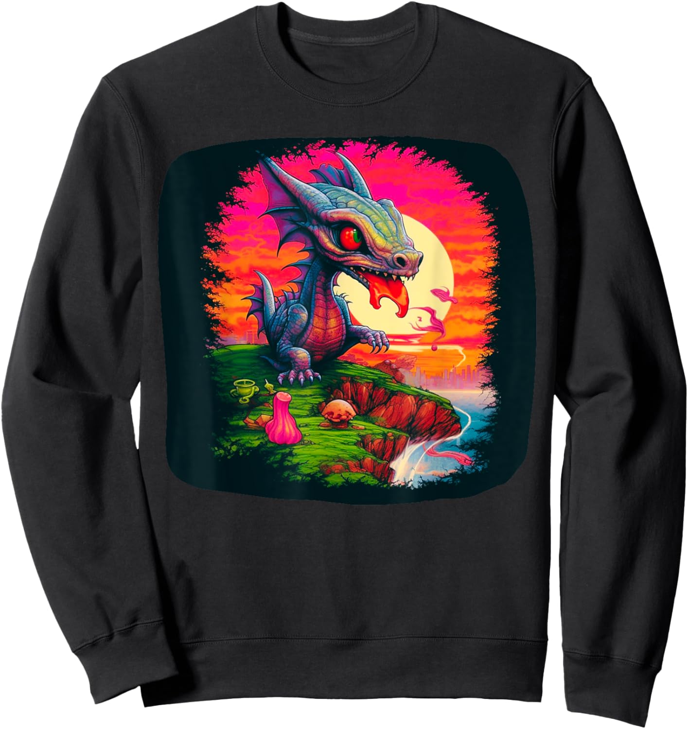 Dragon T Quest I Gamer Colorful Dragon T Fantasy Pop Art T Sweatshirt - Sweatshirt | Black