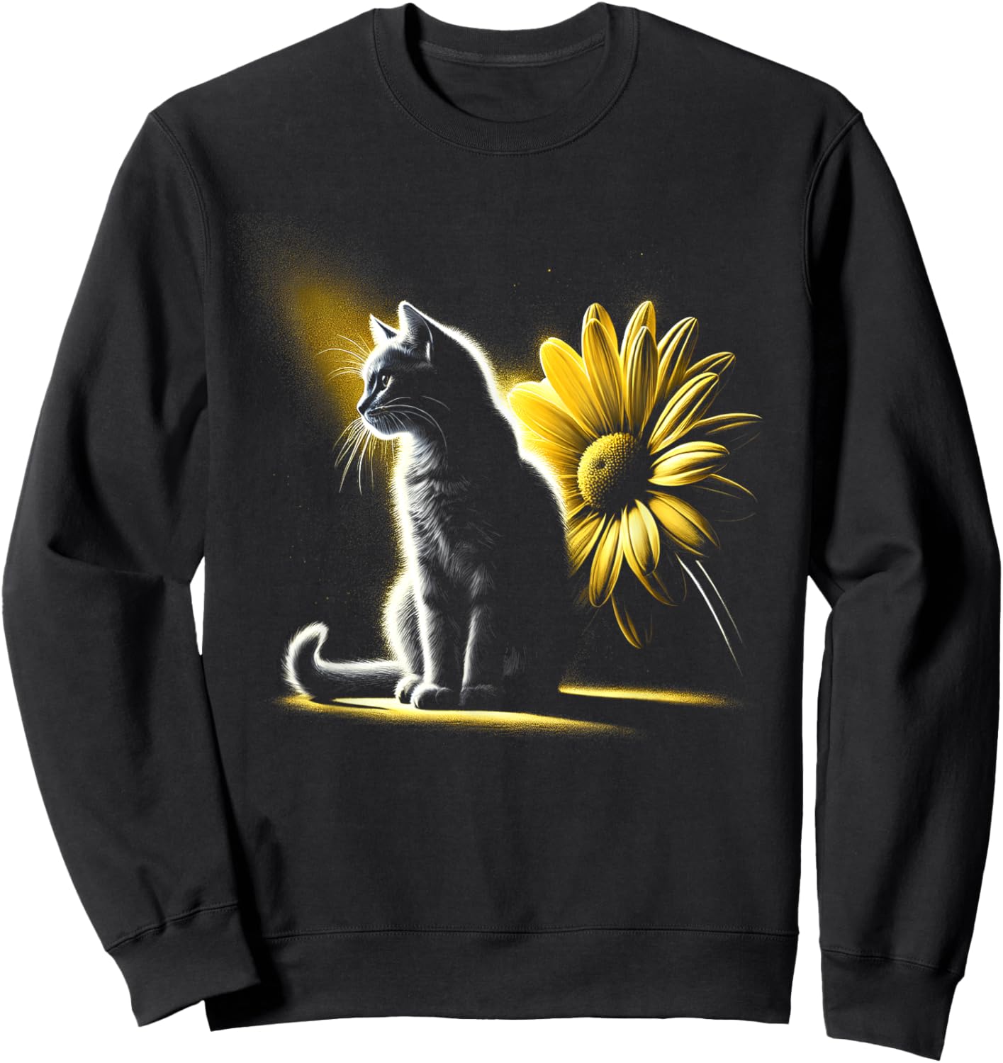 Meo Cat Flowers Artwork Women Kids Sweatshirt - Sweatshirt | Black