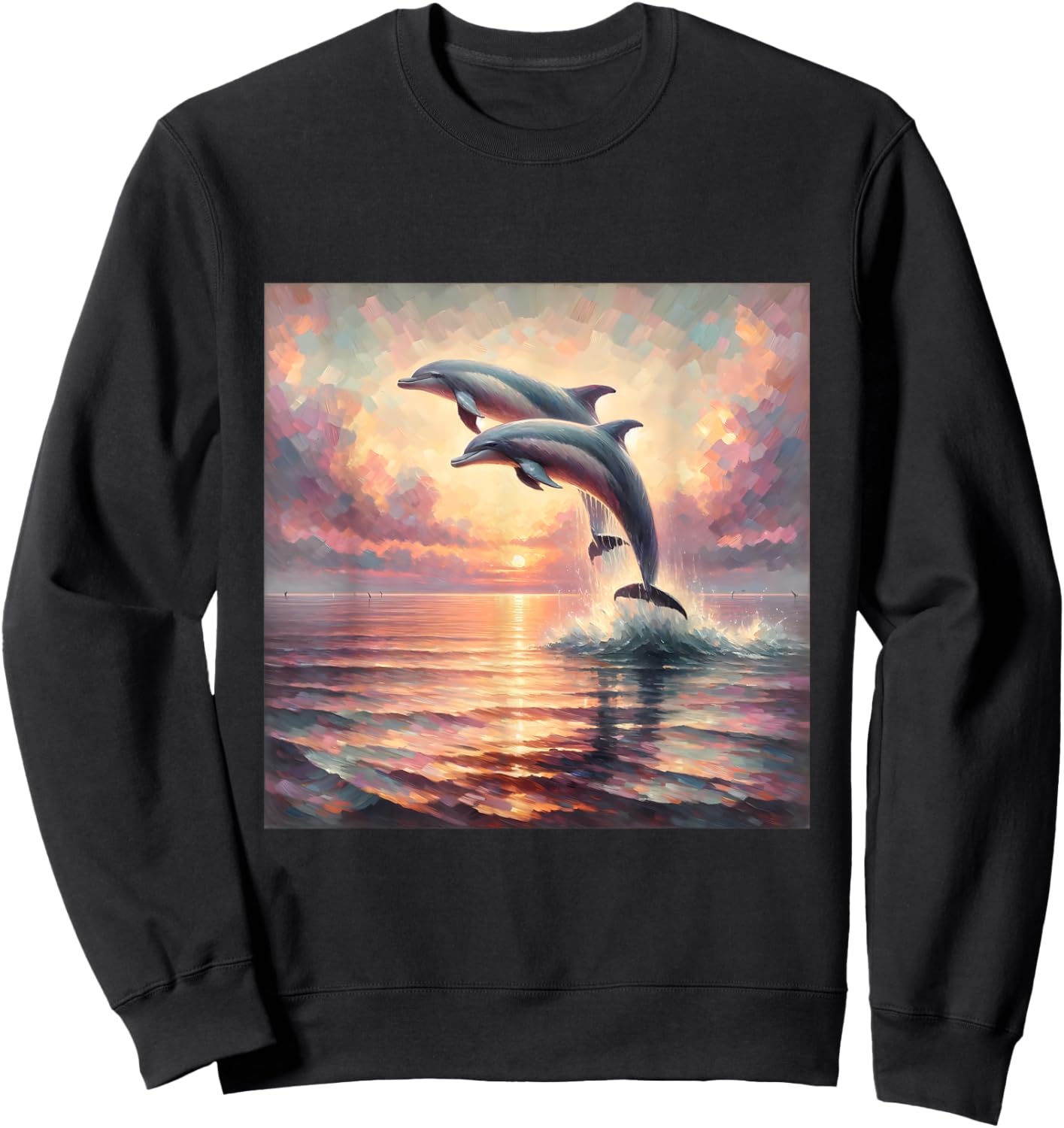 Dophin Shirt Women Kids Ocean Lover Sea Marine Life Sweatshirt - Sweatshirt | Black