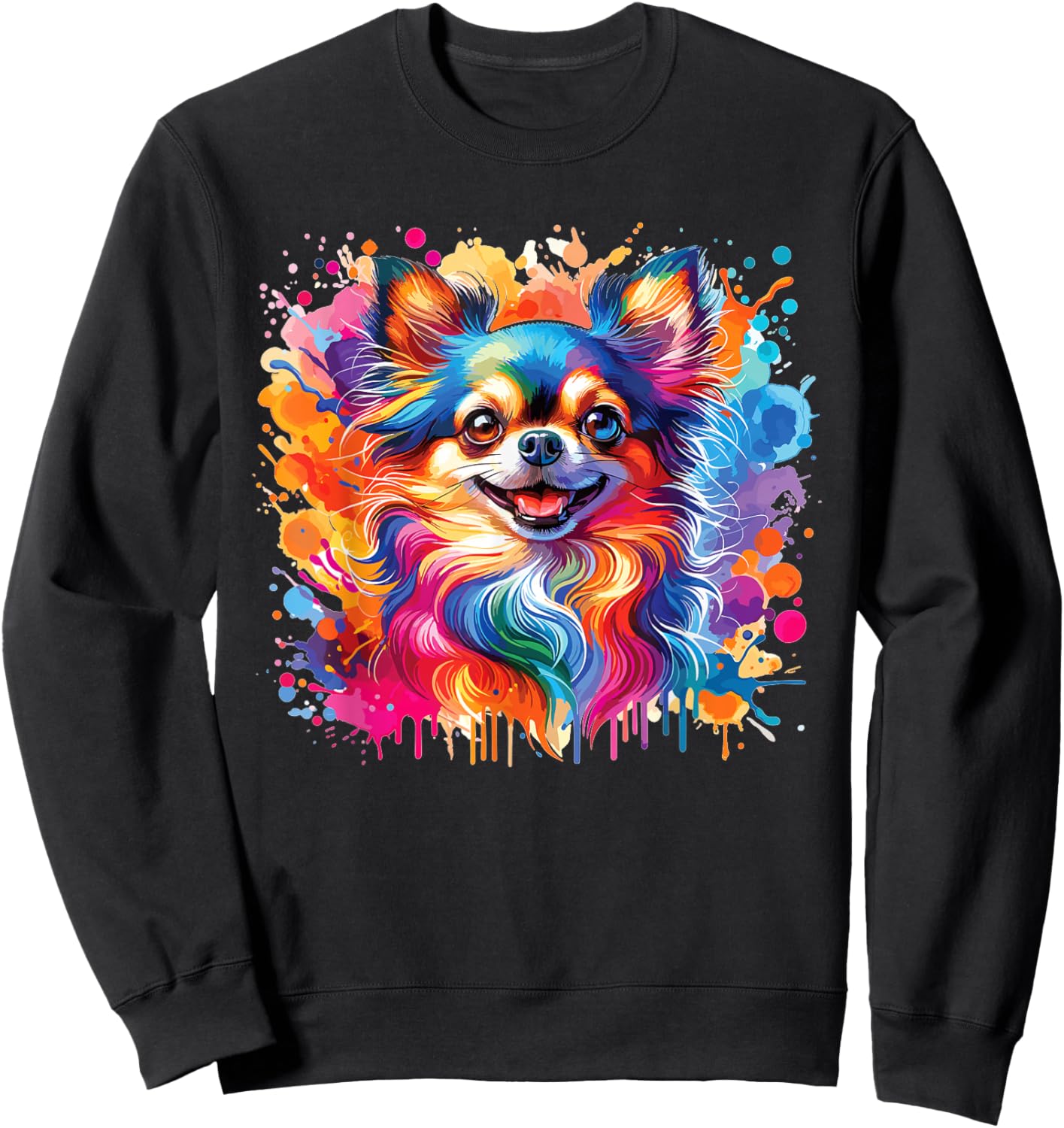 Watercolor Colorful Chihuahua Dogs Sweatshirt - Sweatshirt | Black