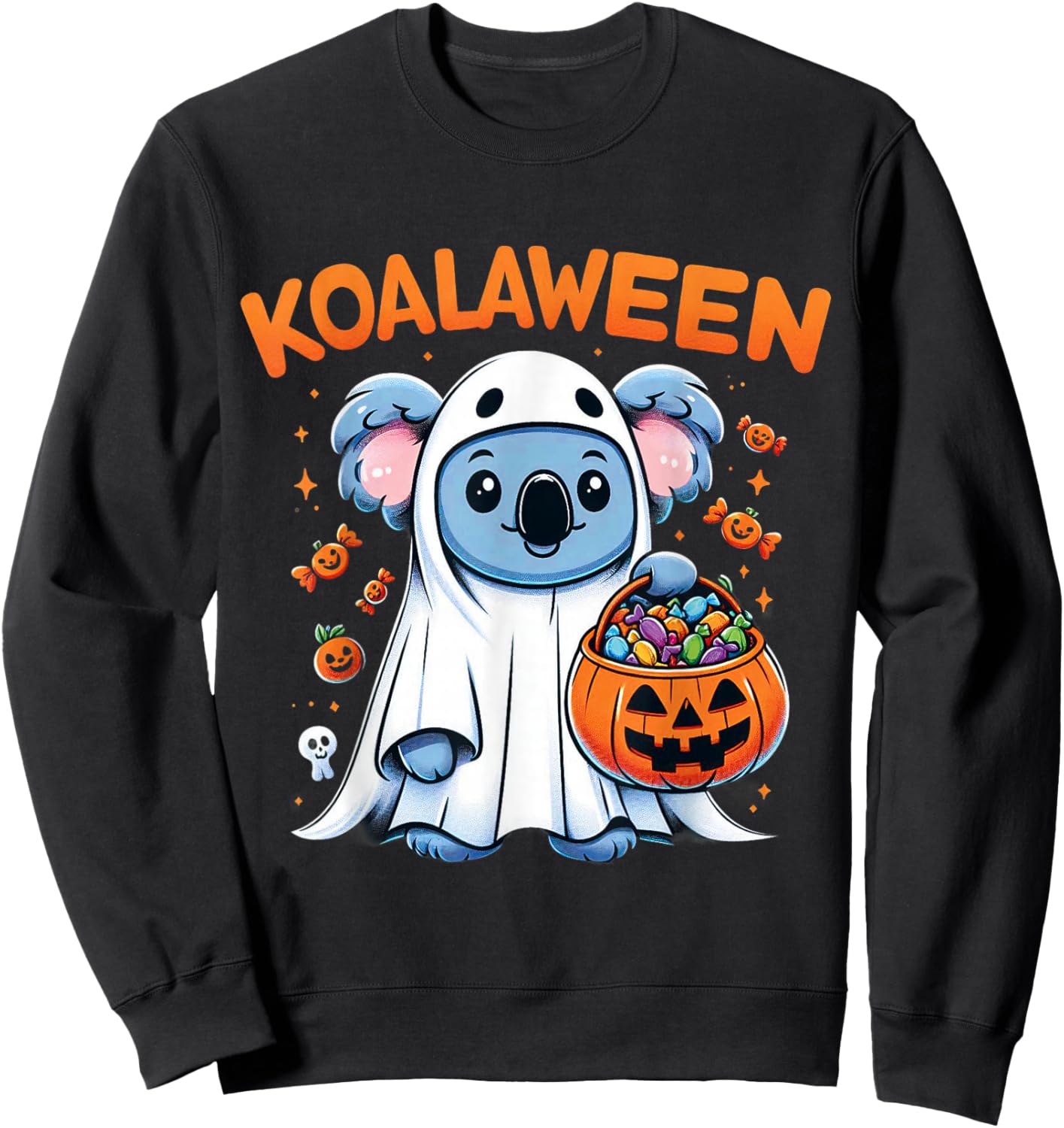 Funny Ghost Koala Halloween Koalaween Candy Sweatshirt - Sweatshirt | Black