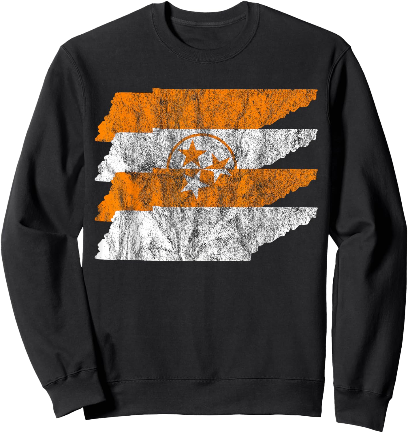 Distressed Vintage Tennessee State Flag Stars Outline Gift Sweatshirt - Sweatshirt | Black