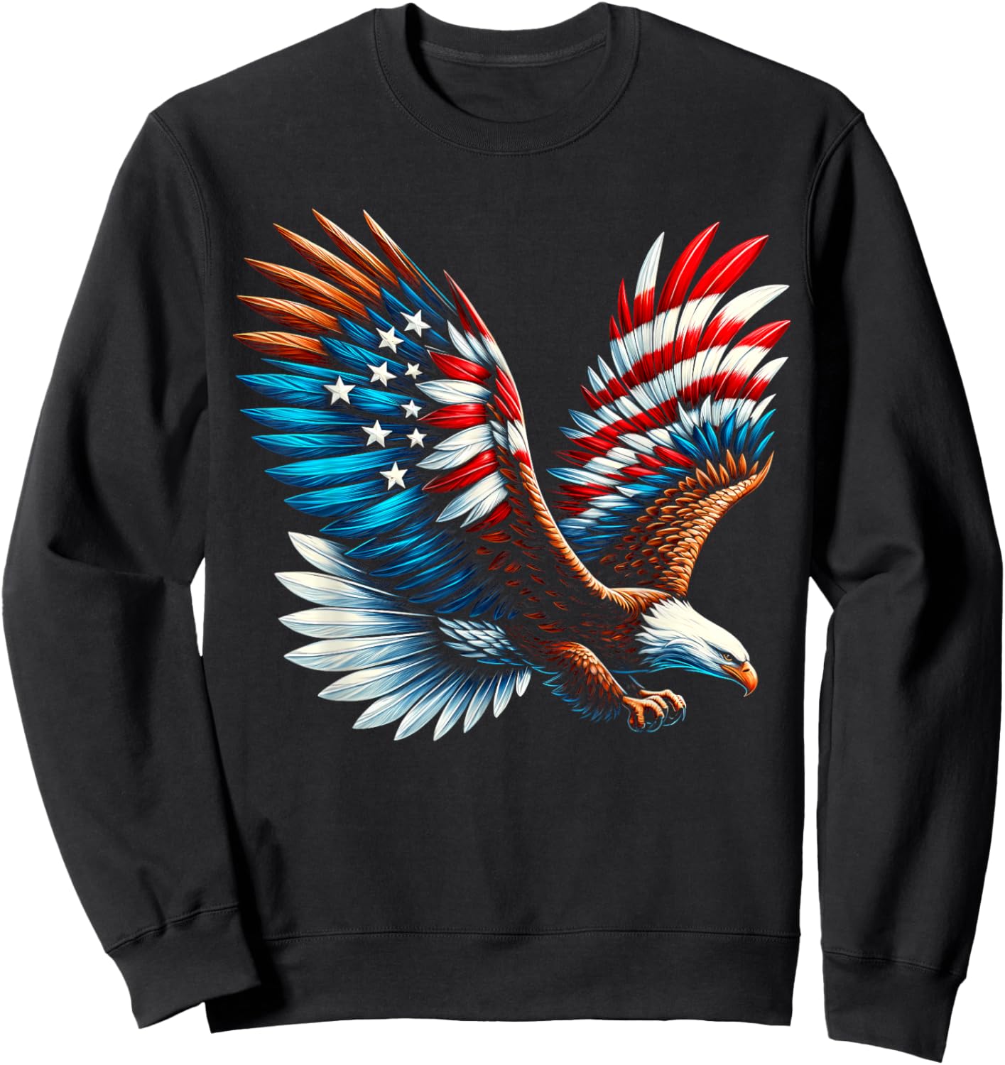 Bald Eagle & Patriotic American Flag 4th Of July Sweatshirt - Sweatshirt | Black