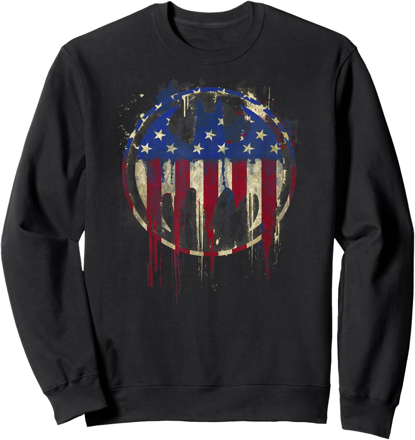 Batman Bleeding American Flag Signal Sweatshirt - Sweatshirt | Black